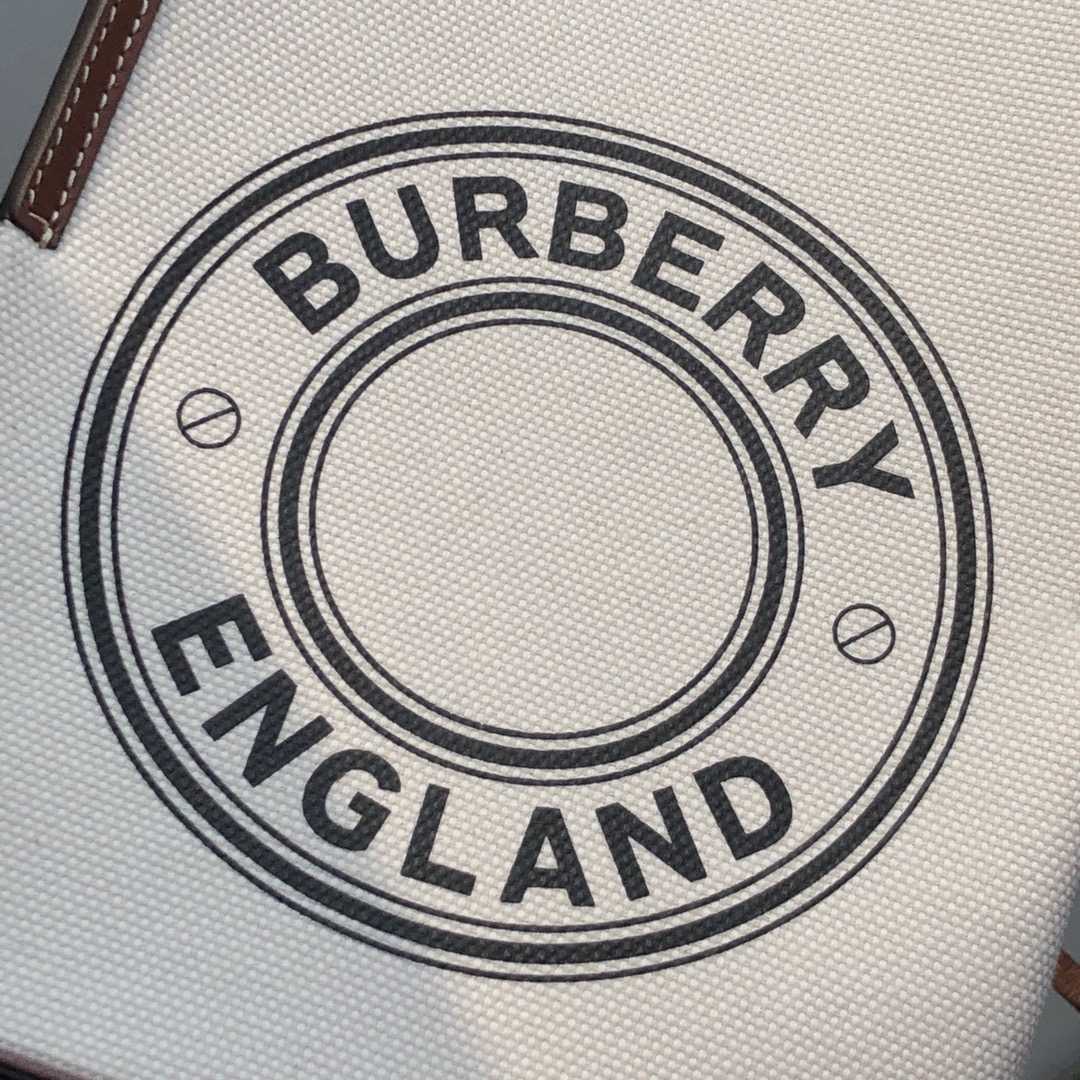 [TOP] BURBERRY Canvas Bucket Bag 25x21x16.5cm - White