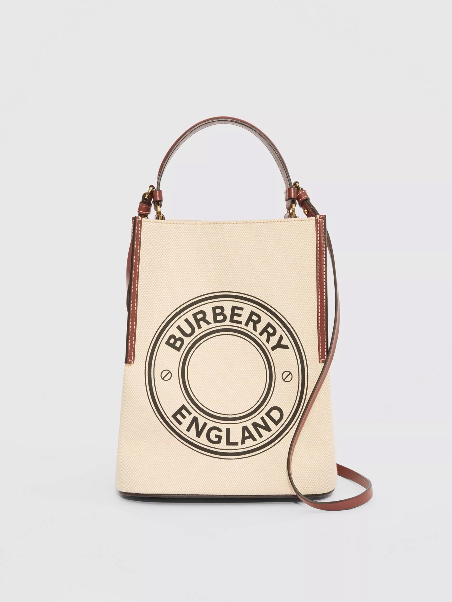 [TOP] BURBERRY Canvas Bucket Bag 25x21x16.5cm - White