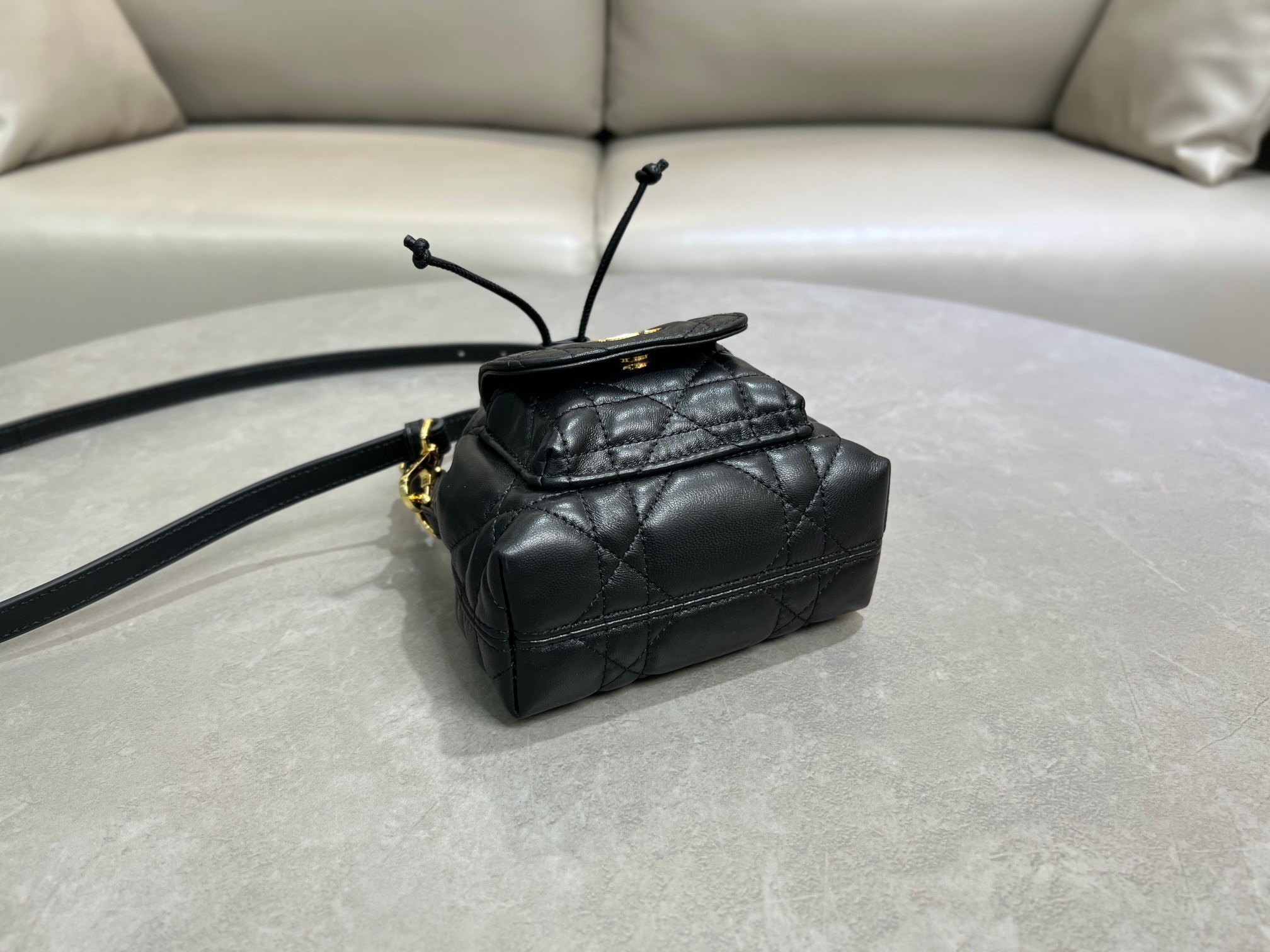 [TOP] Christian Dior Caro Backpack 14*15*7cm -Black