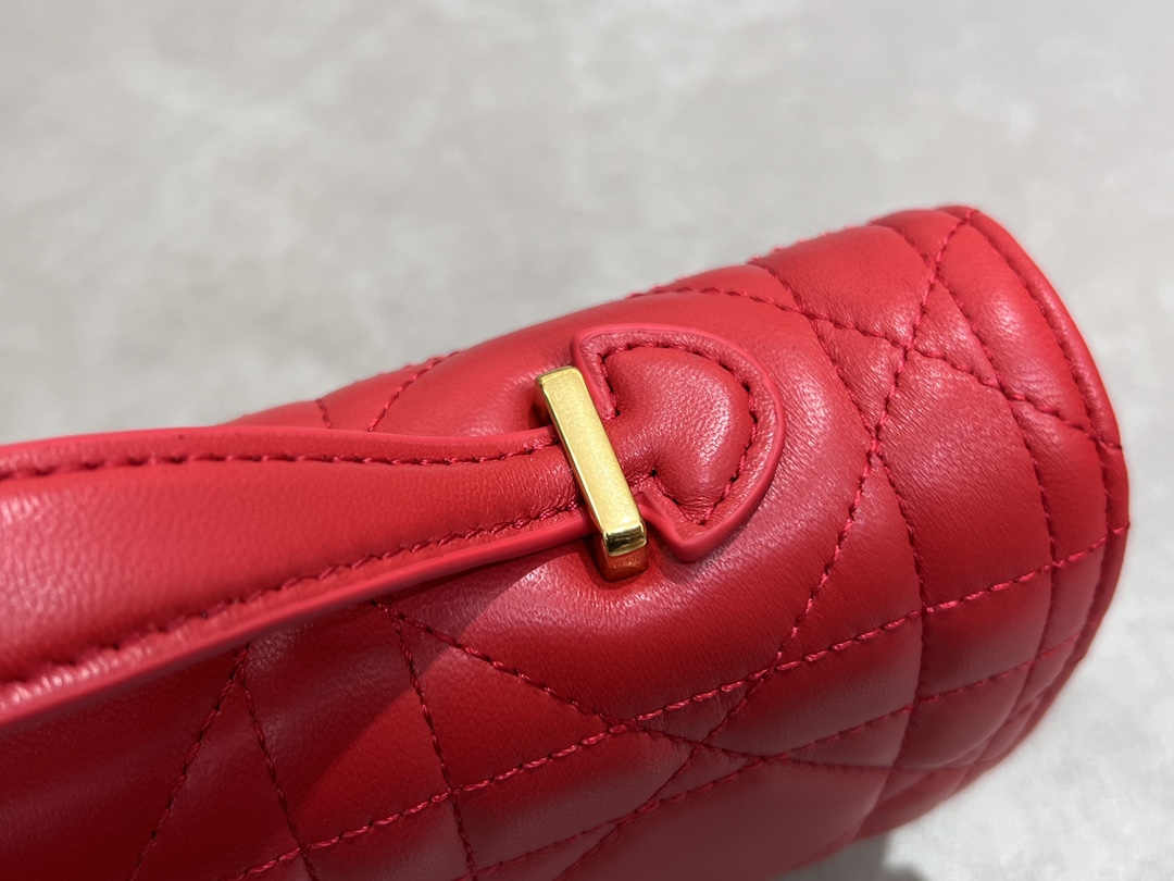 [TOP] Christian Dior Miss Caro Top Handle Bag Sheepskin 24x12x4cm - Red