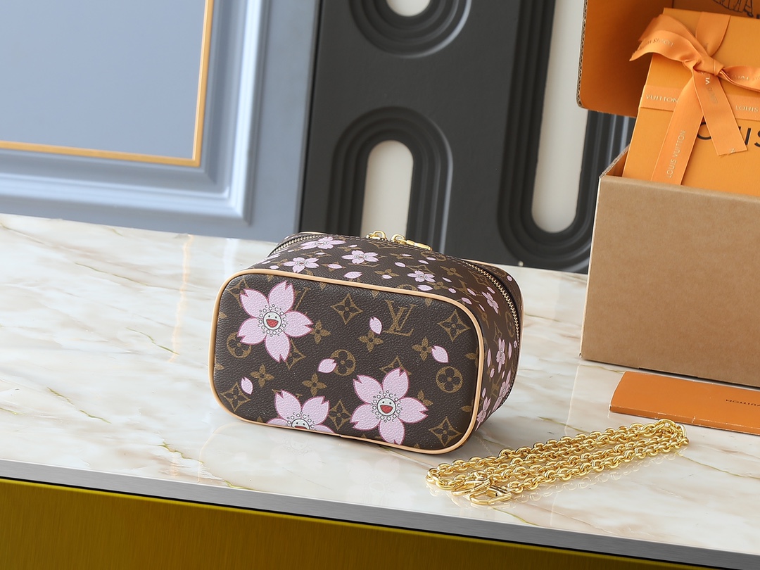 [TOP] Louis Vuitton LV Cherry Blossom Vanity Case 20x13.5x12cm - Brown