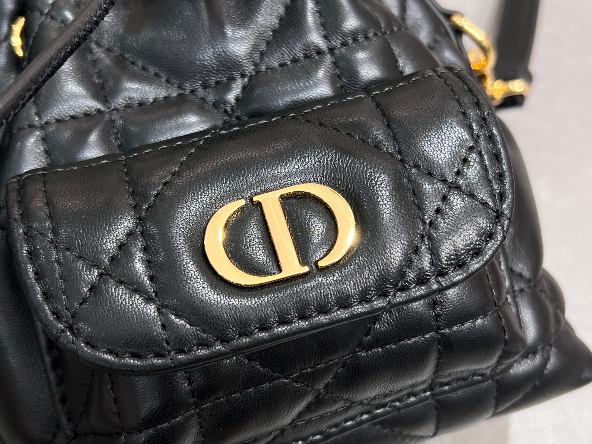 [TOP] Christian Dior Caro Backpack 14*15*7cm -Black