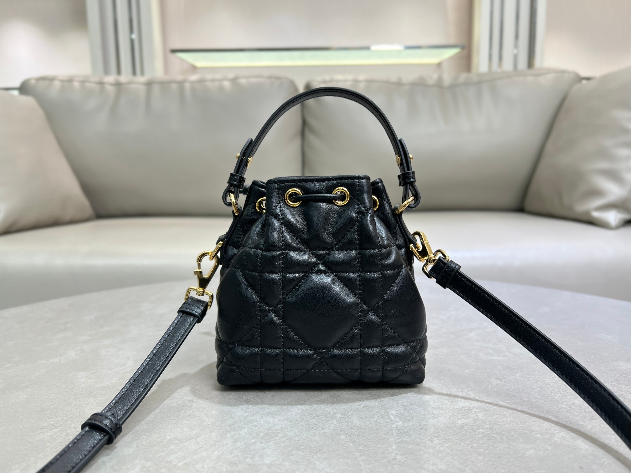 [TOP] Christian Dior Caro Backpack 14*15*7cm -Black