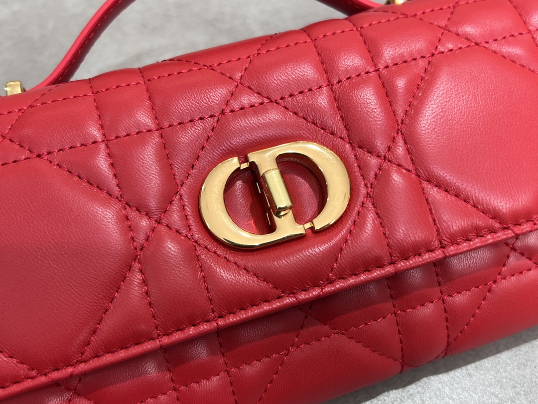 [TOP] Christian Dior Miss Caro Top Handle Bag Sheepskin 24x12x4cm - Red
