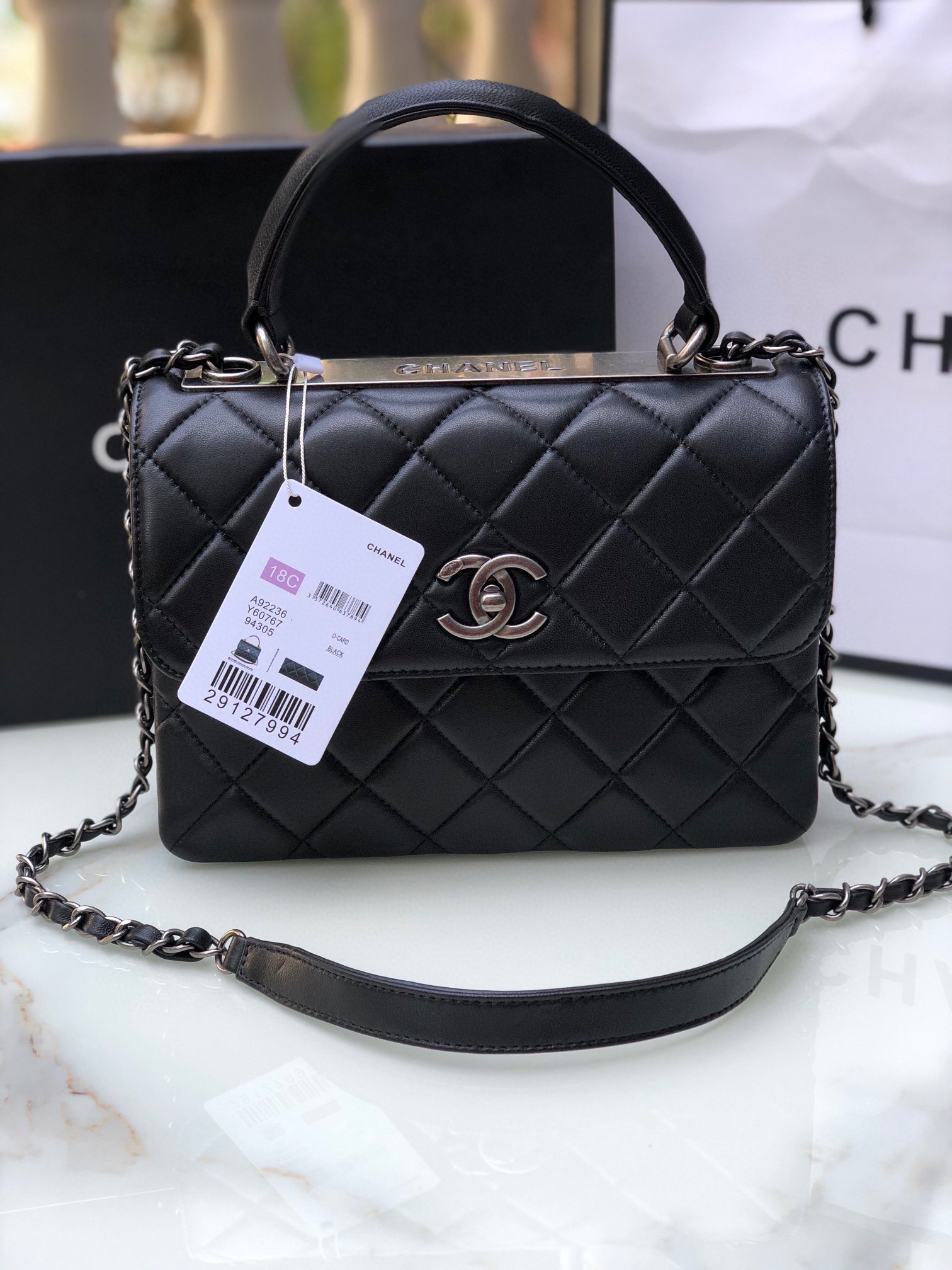 [TOP] CHANEL Trendy Bag COCO Handle 25cm - Black