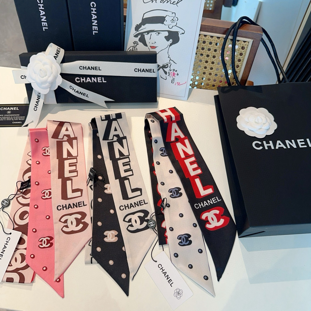 [TOP] CHANEL Twilly Scarf 120x6 cm - 3 Color