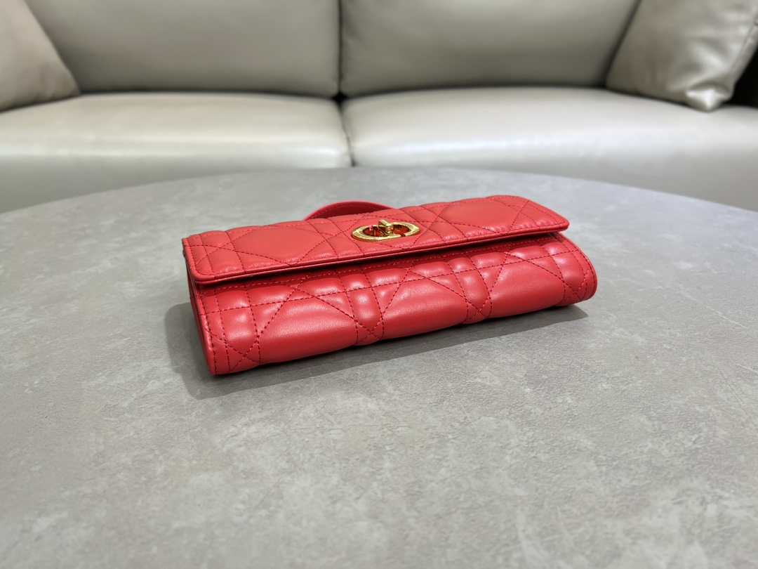 [TOP] Christian Dior Miss Caro Top Handle Bag Sheepskin 24x12x4cm - Red