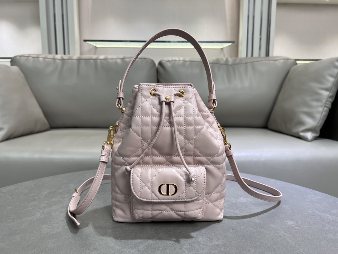 [TOP] Christian Dior Caro Backpack 20cm*24cm*9cm -Pink