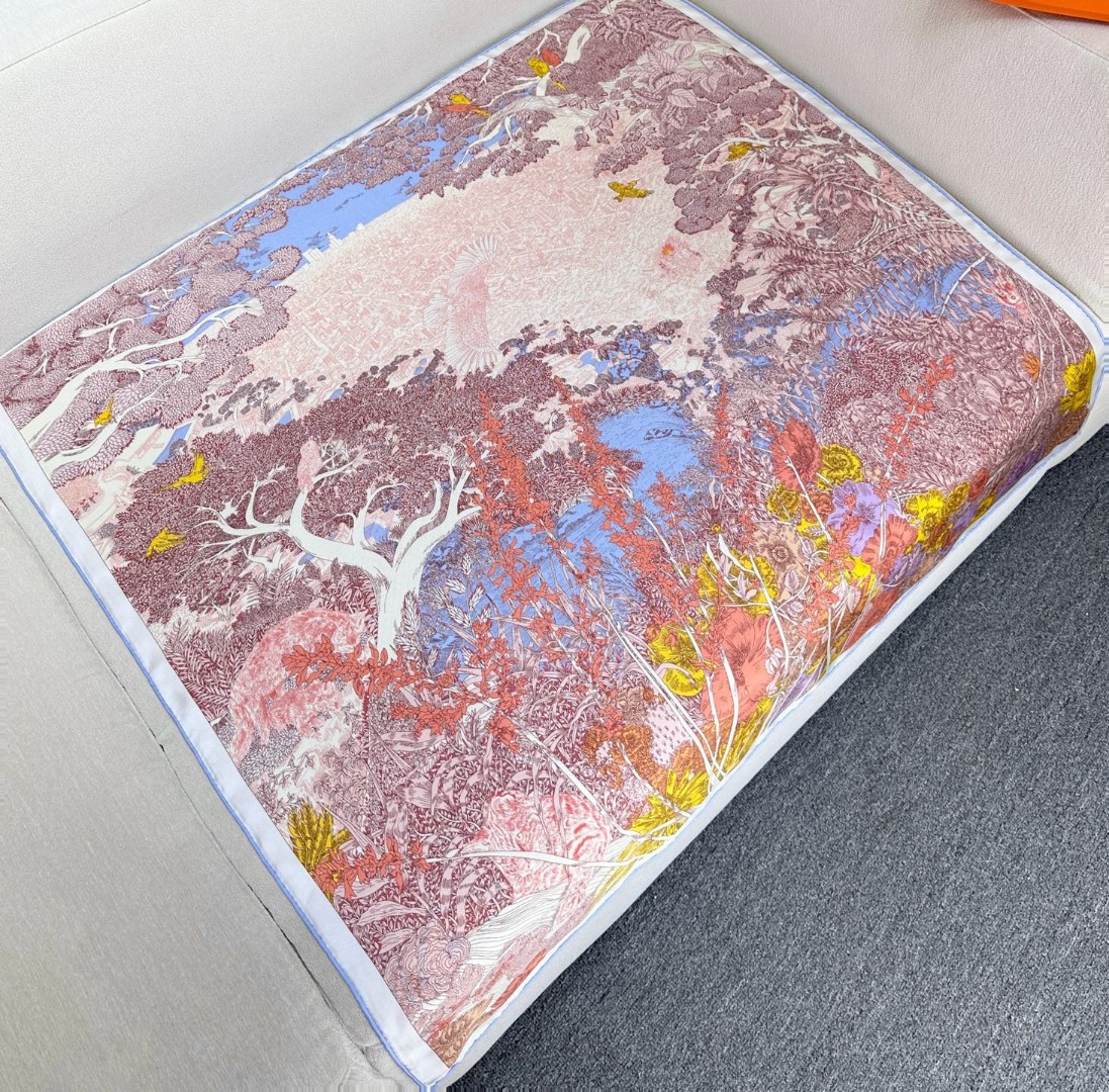[TOP] HERMES Retour a la Nature Silk Square Scarf 90x90cm - 3 Color