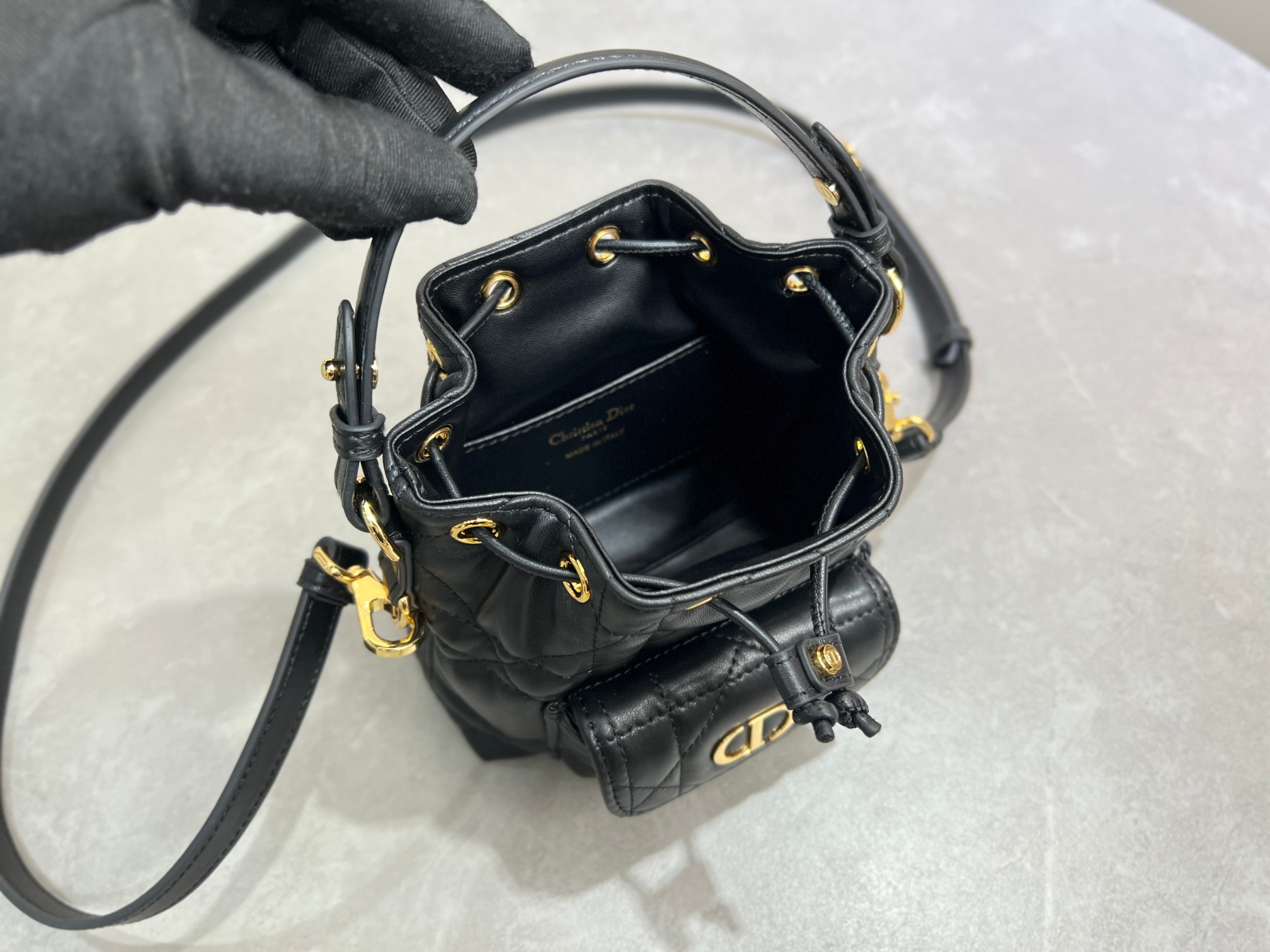 [TOP] Christian Dior Caro Backpack 14*15*7cm -Black