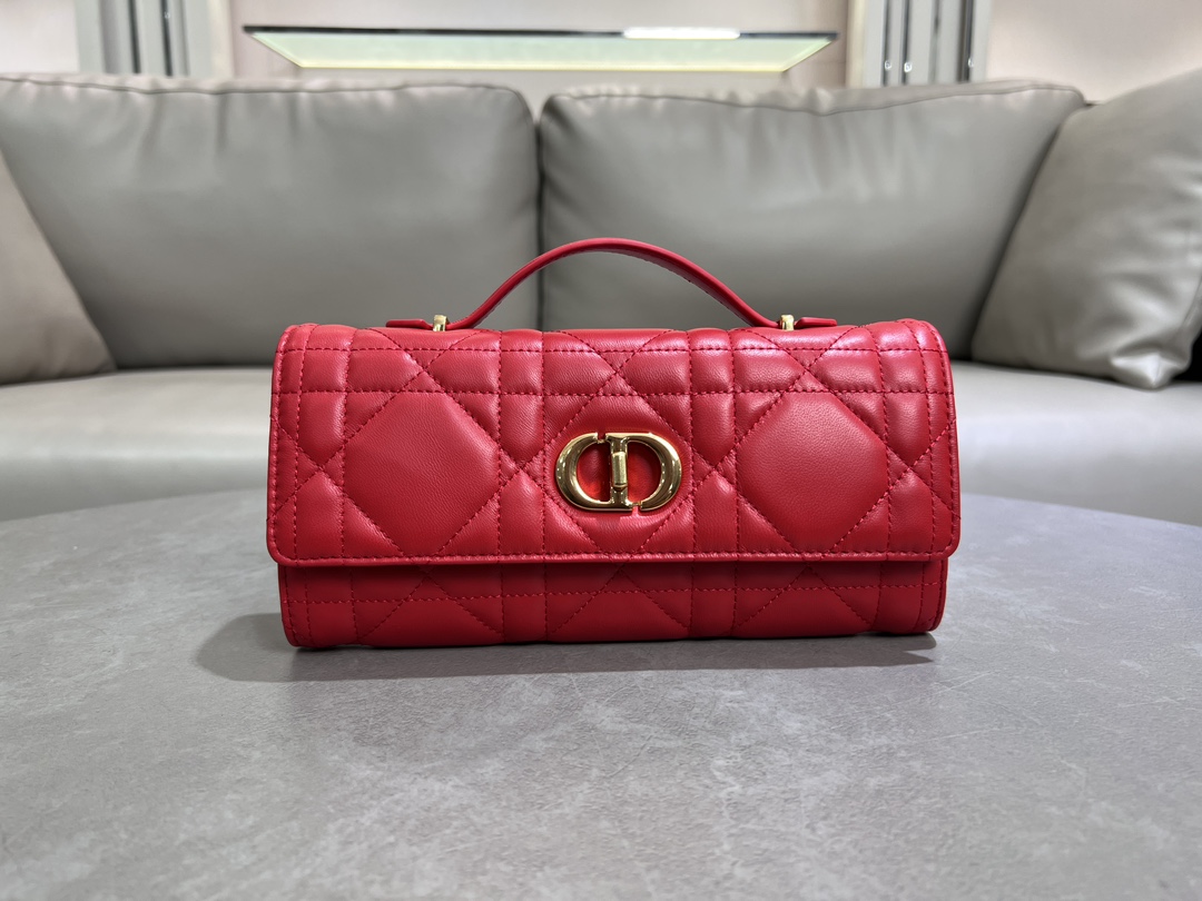 [TOP] Christian Dior Miss Caro Top Handle Bag Sheepskin 24x12x4cm - Red