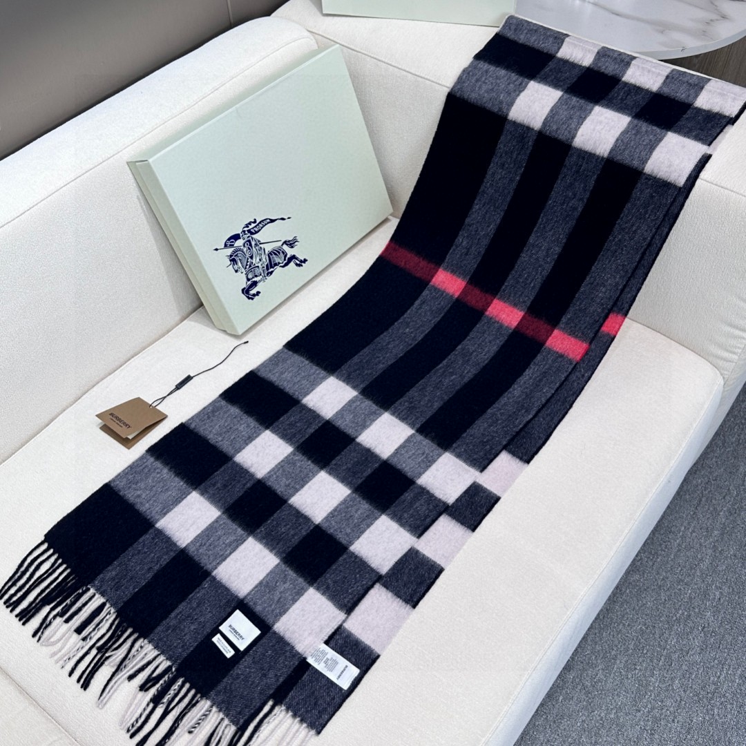[TOP] BURBERRY Cashmere Scarf 40x180cm  - 2 Colors