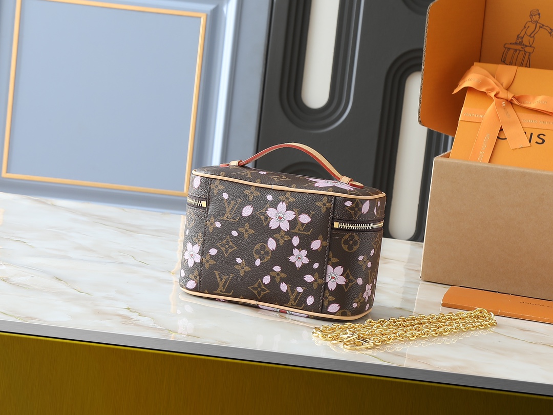 [TOP] Louis Vuitton LV Cherry Blossom Vanity Case 20x13.5x12cm - Brown