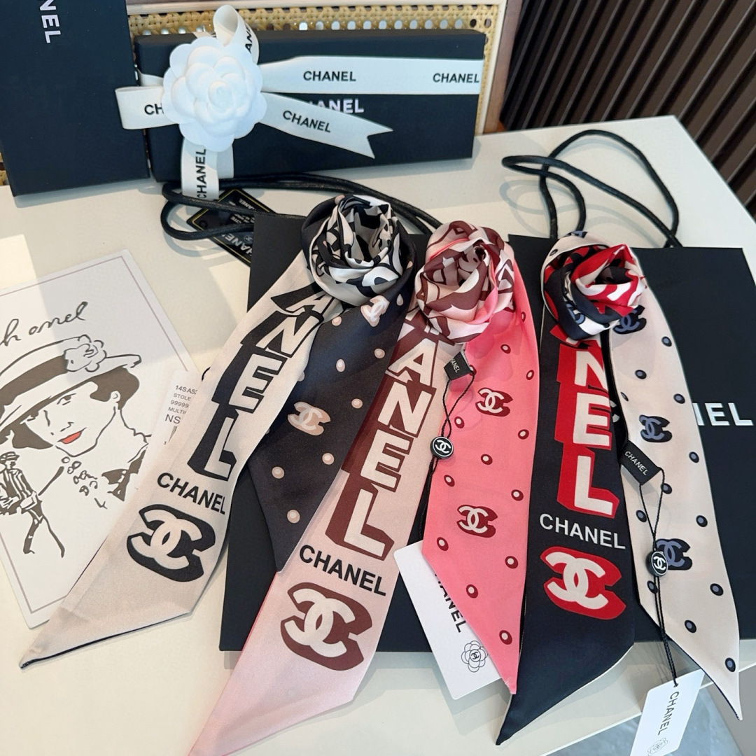 [TOP] CHANEL Twilly Scarf 120x6 cm - 3 Color