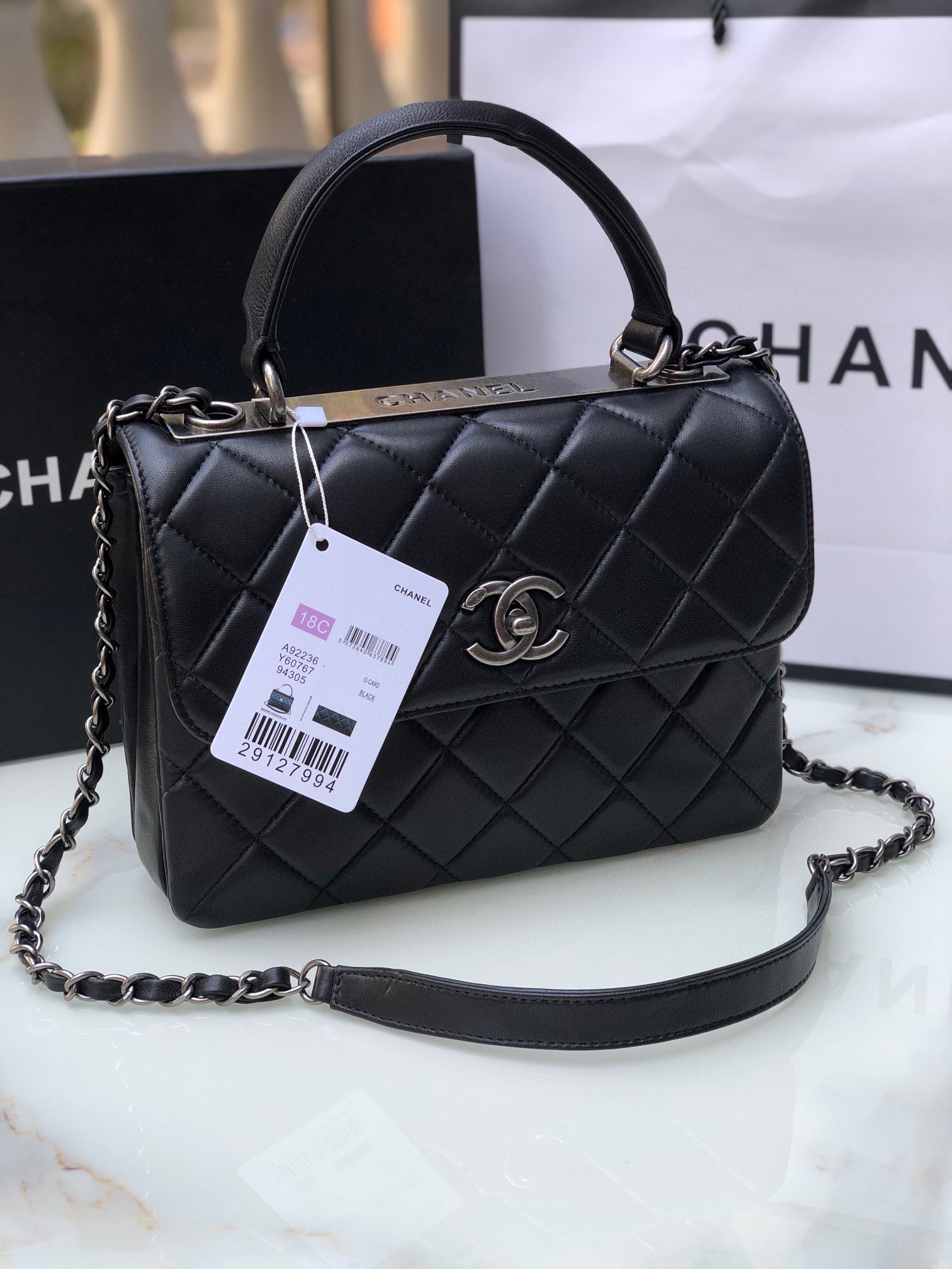 [TOP] CHANEL Trendy Bag COCO Handle 25cm - Black