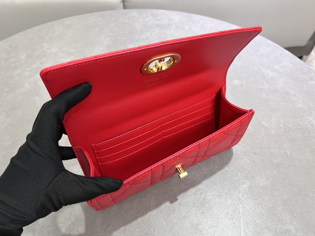 [TOP] Christian Dior Miss Caro Top Handle Bag Sheepskin 24x12x4cm - Red