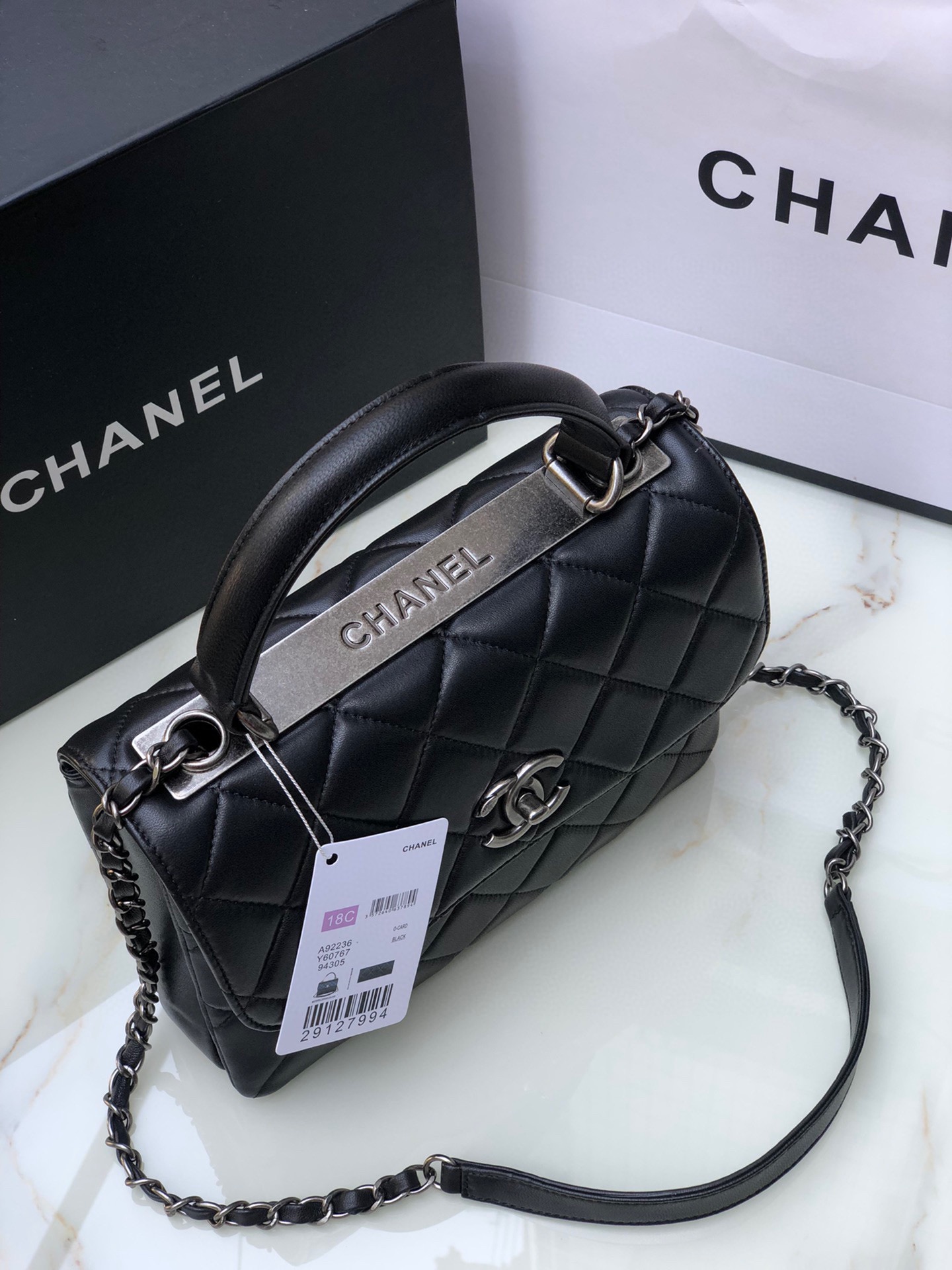 [TOP] CHANEL Trendy Bag COCO Handle 25cm - Black