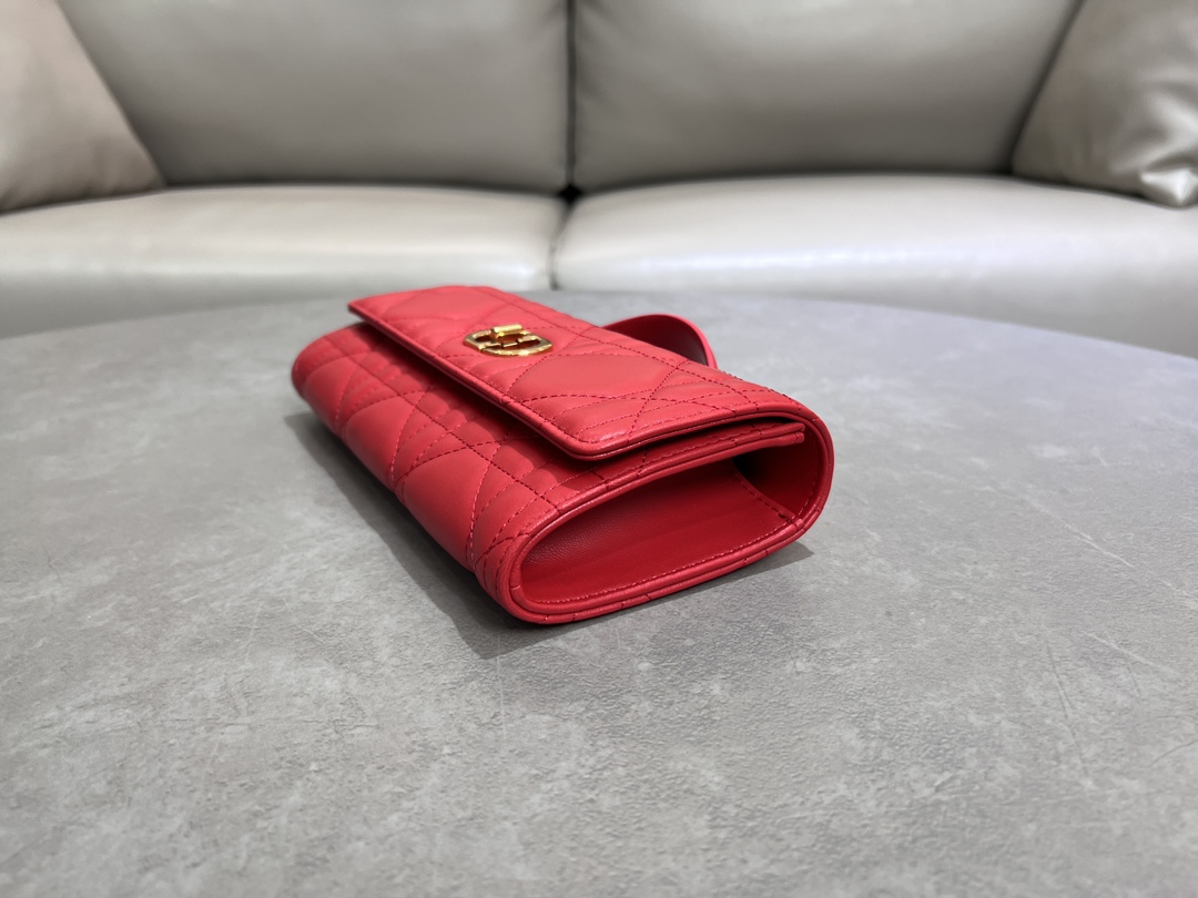 [TOP] Christian Dior Miss Caro Top Handle Bag Sheepskin 24x12x4cm - Red