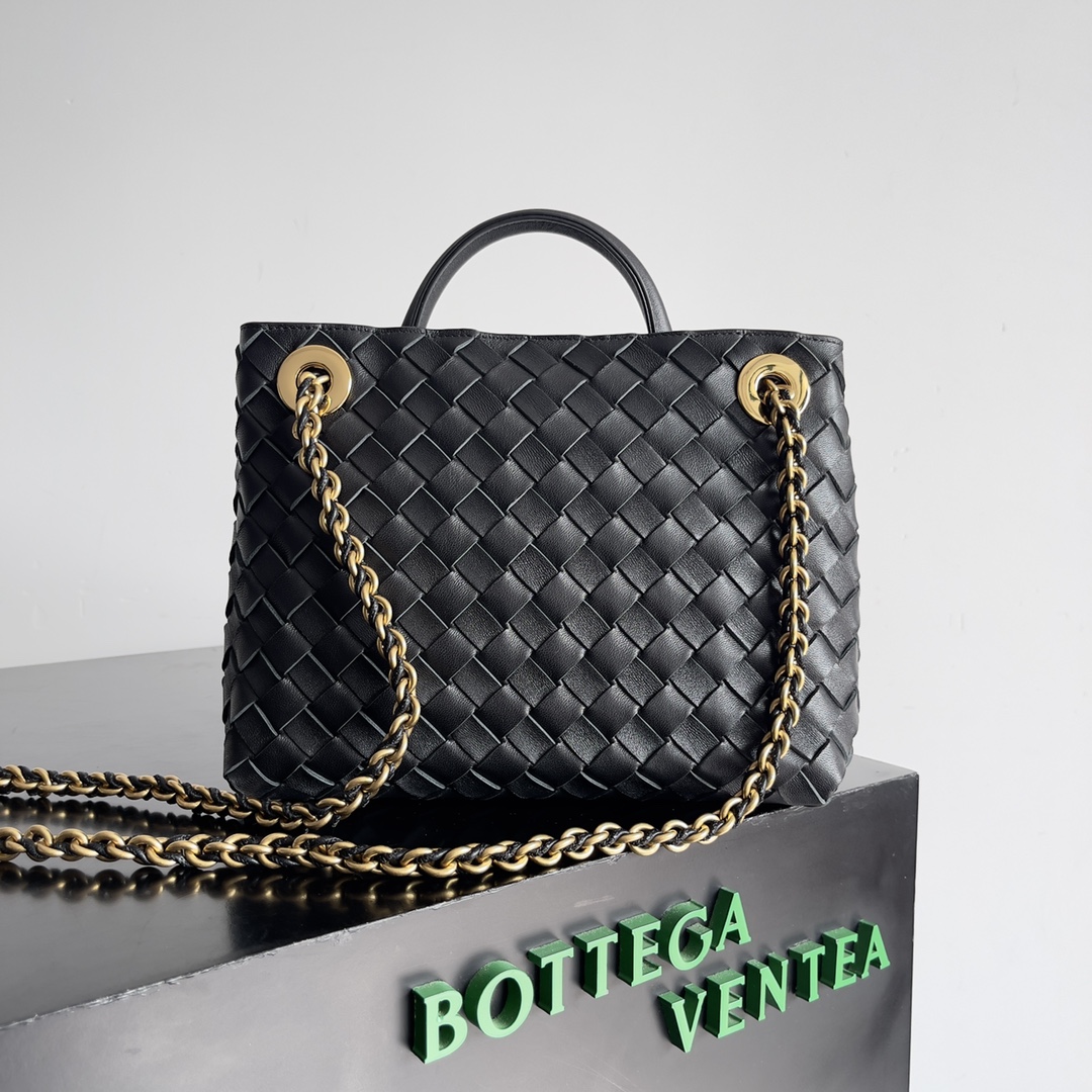 [TOP] Bottega Veneta BV Andiamo Bag 25x22x10.5 cm - Black&GHW