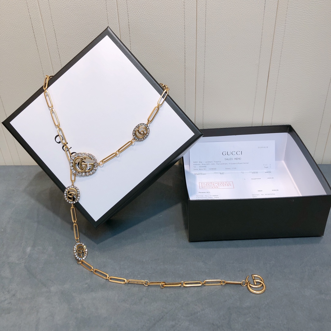[TOP] GUCCI GG Logo Waist Chain - Gold