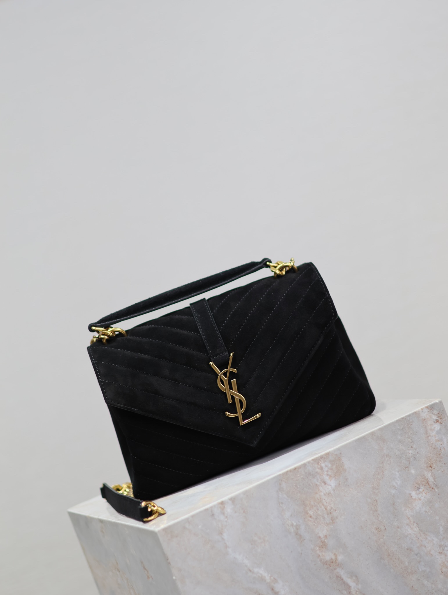 [TOP] Yves Saint Laurent YSL College Suede Bag Medium 24X17X6.5cm - 6 Color&GHW