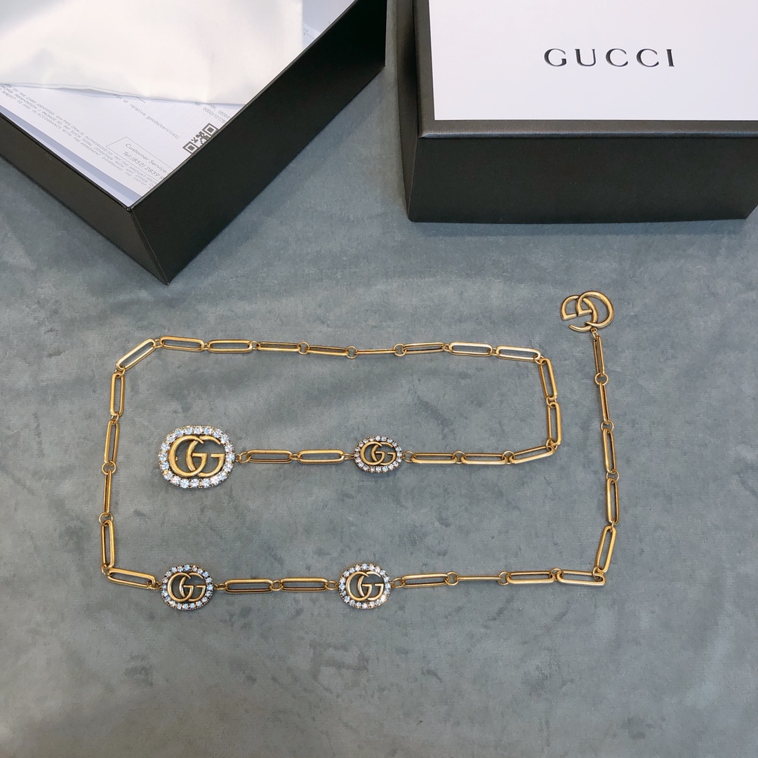 [TOP] GUCCI GG Logo Waist Chain - Gold