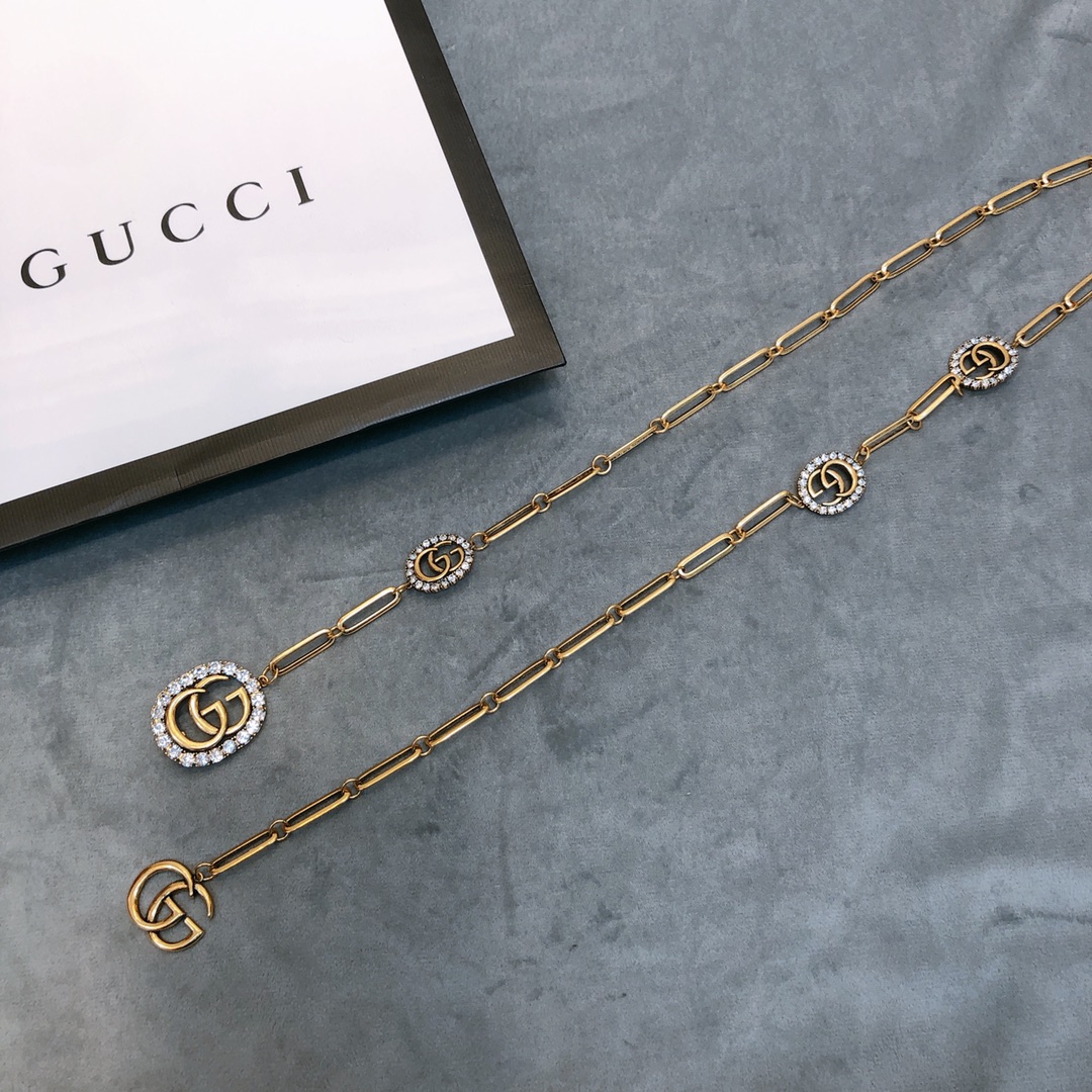 [TOP] GUCCI GG Logo Waist Chain - Gold