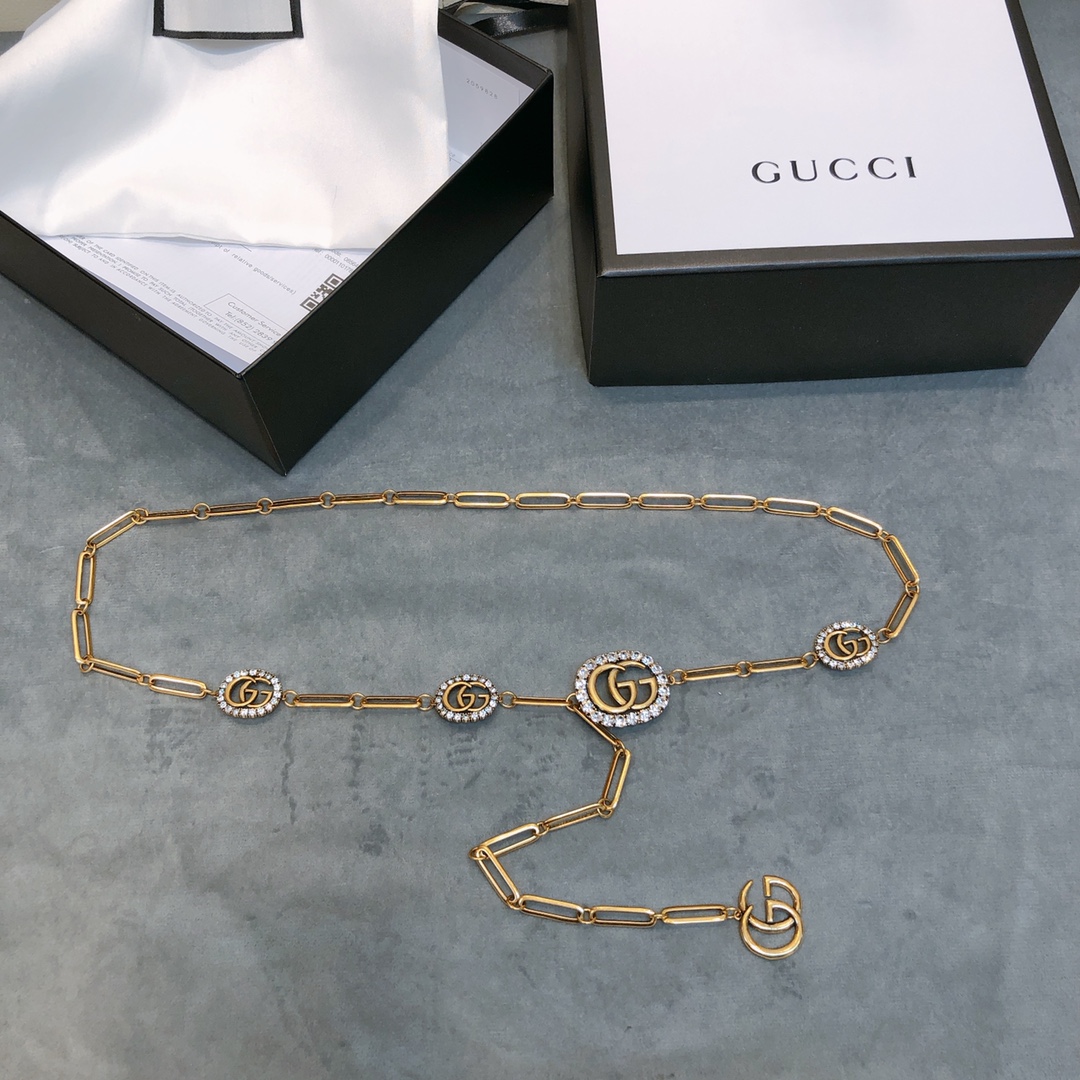 [TOP] GUCCI GG Logo Waist Chain - Gold