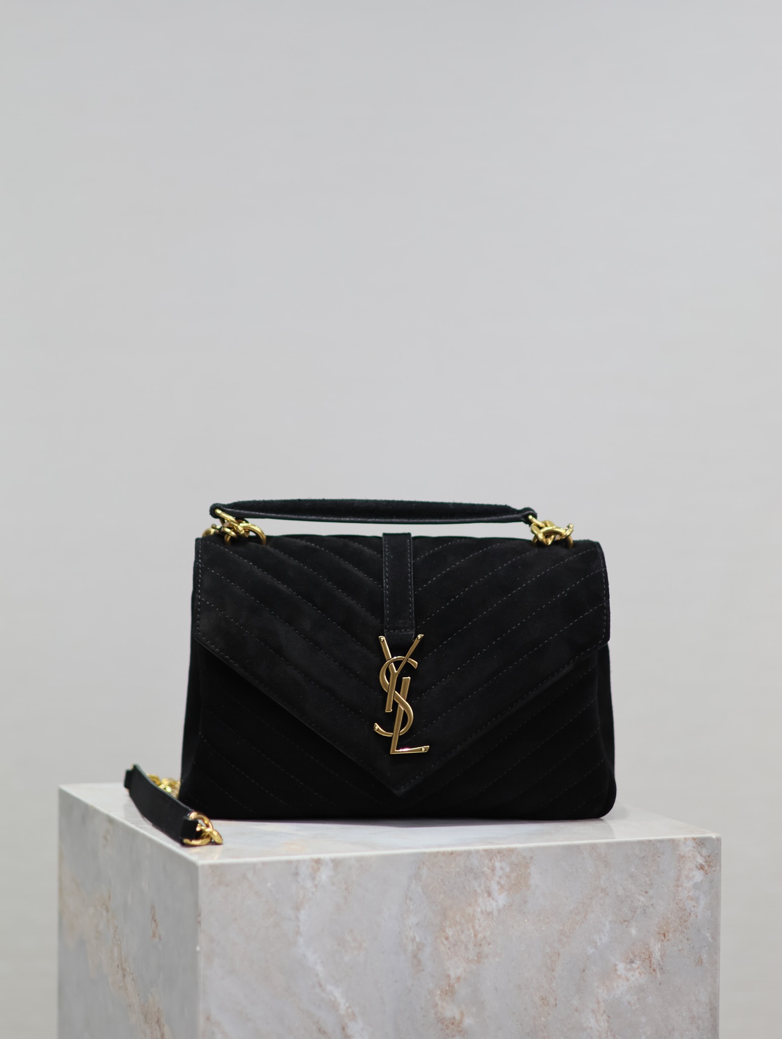 [TOP] Yves Saint Laurent YSL College Suede Bag Medium 24X17X6.5cm - 6 Color&GHW