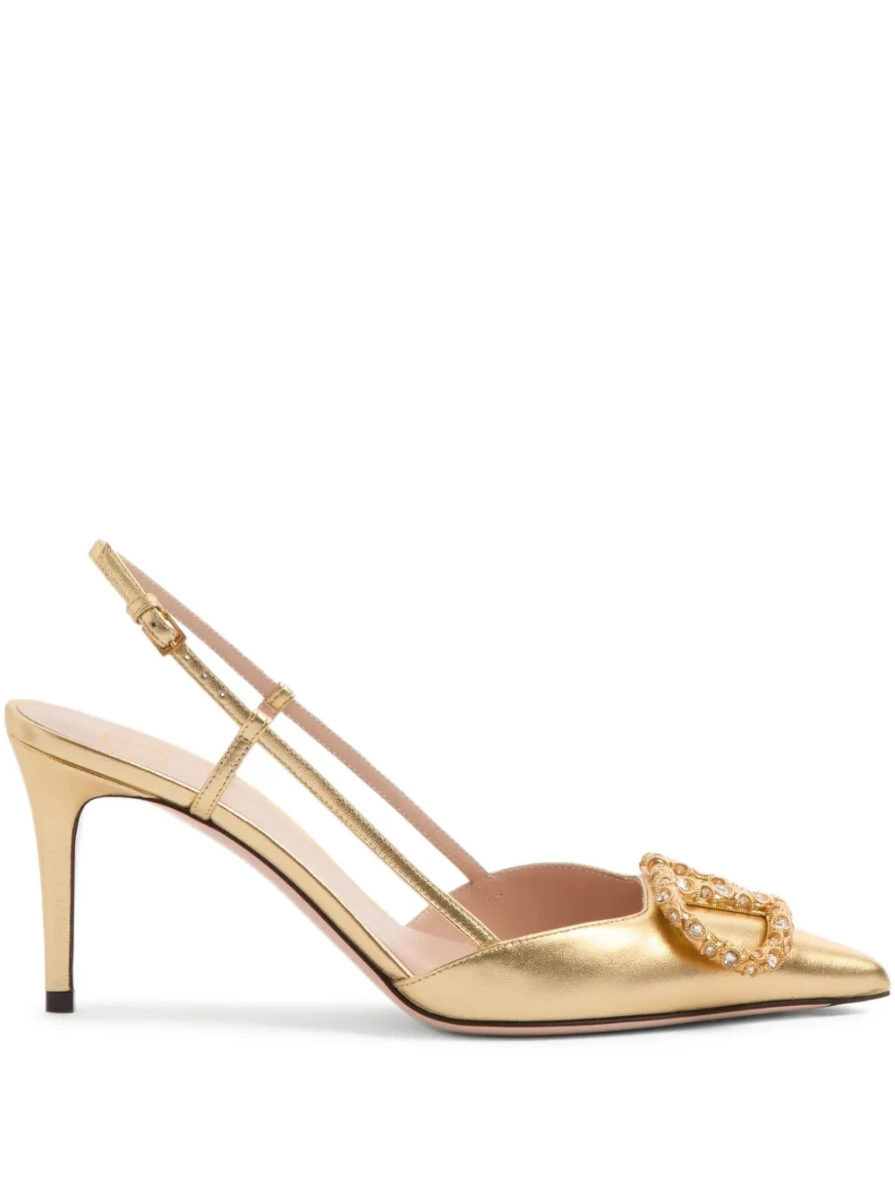[TOP] VALENTINO VLOGO Signature Slingback High Heels - Gold