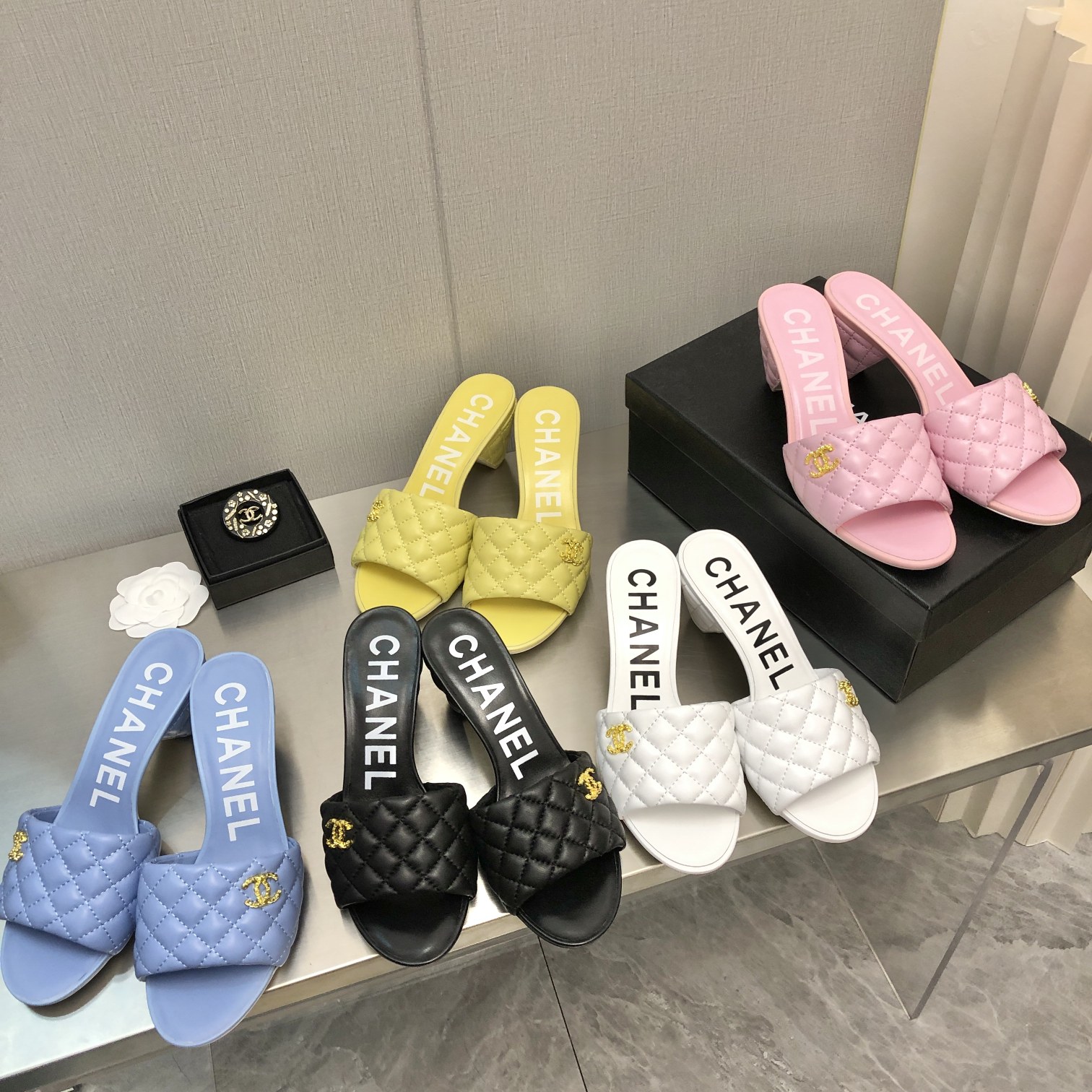 [TOP] CHANEL 6cm High Heel Slippers - 5 Color