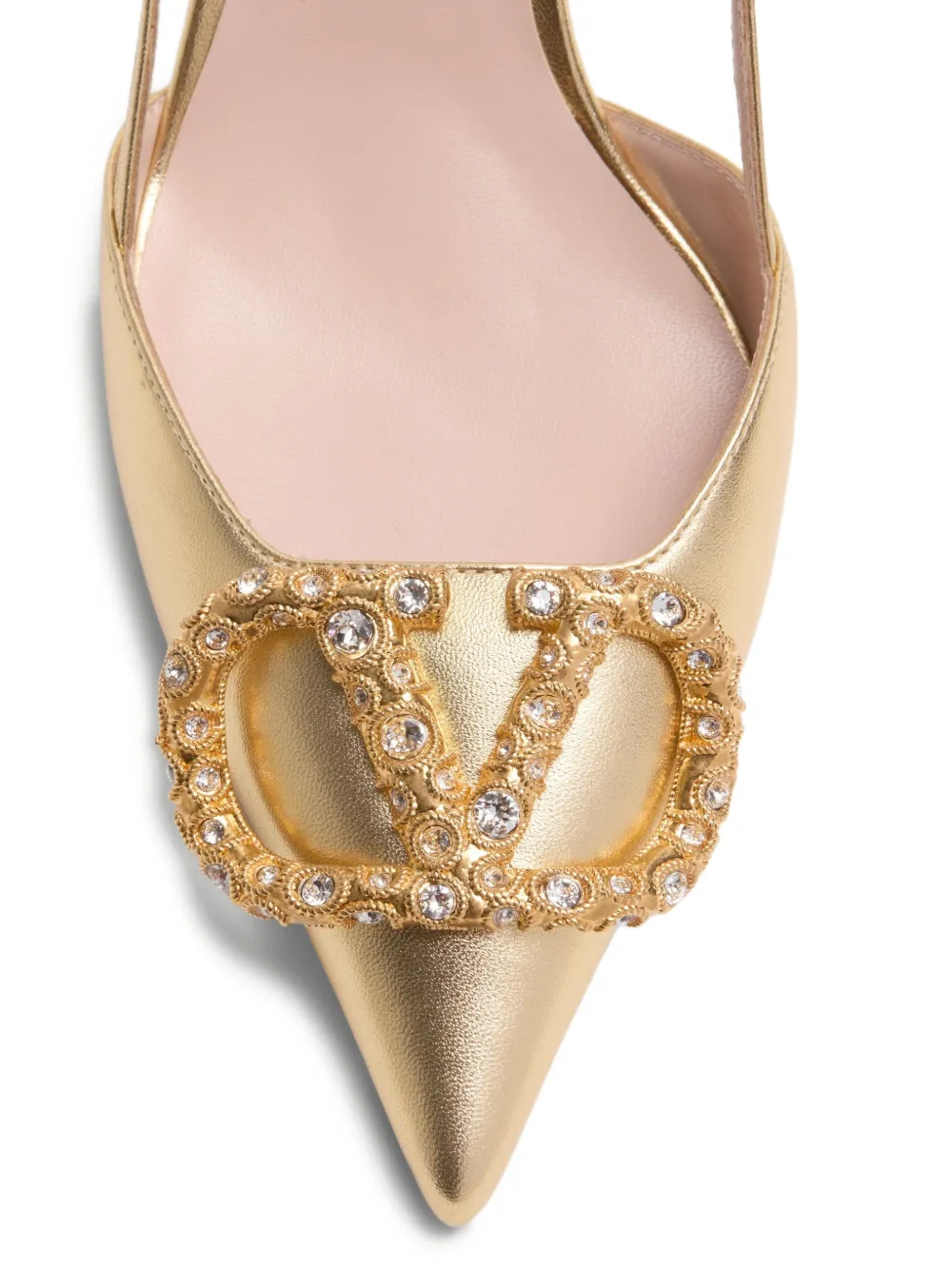 [TOP] VALENTINO VLOGO Signature Slingback High Heels - Gold