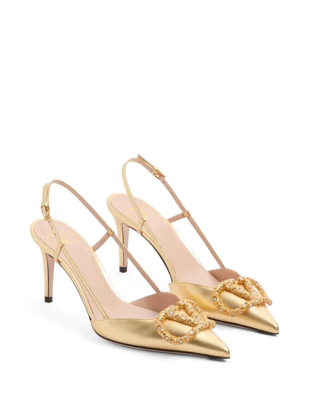 [TOP] VALENTINO VLOGO Signature Slingback High Heels - Gold