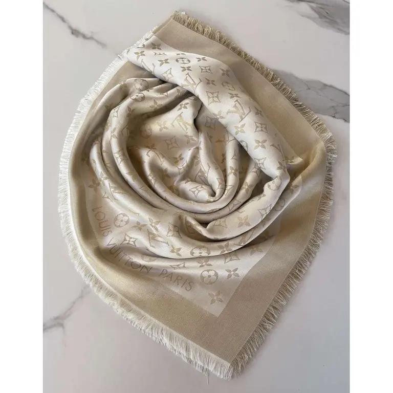 [TOP] Louis Vuitton LV Silk Scarf  - Khaki