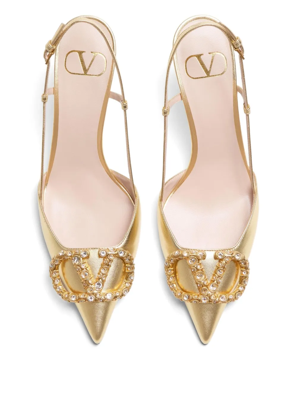 [TOP] VALENTINO VLOGO Signature Slingback High Heels - Gold