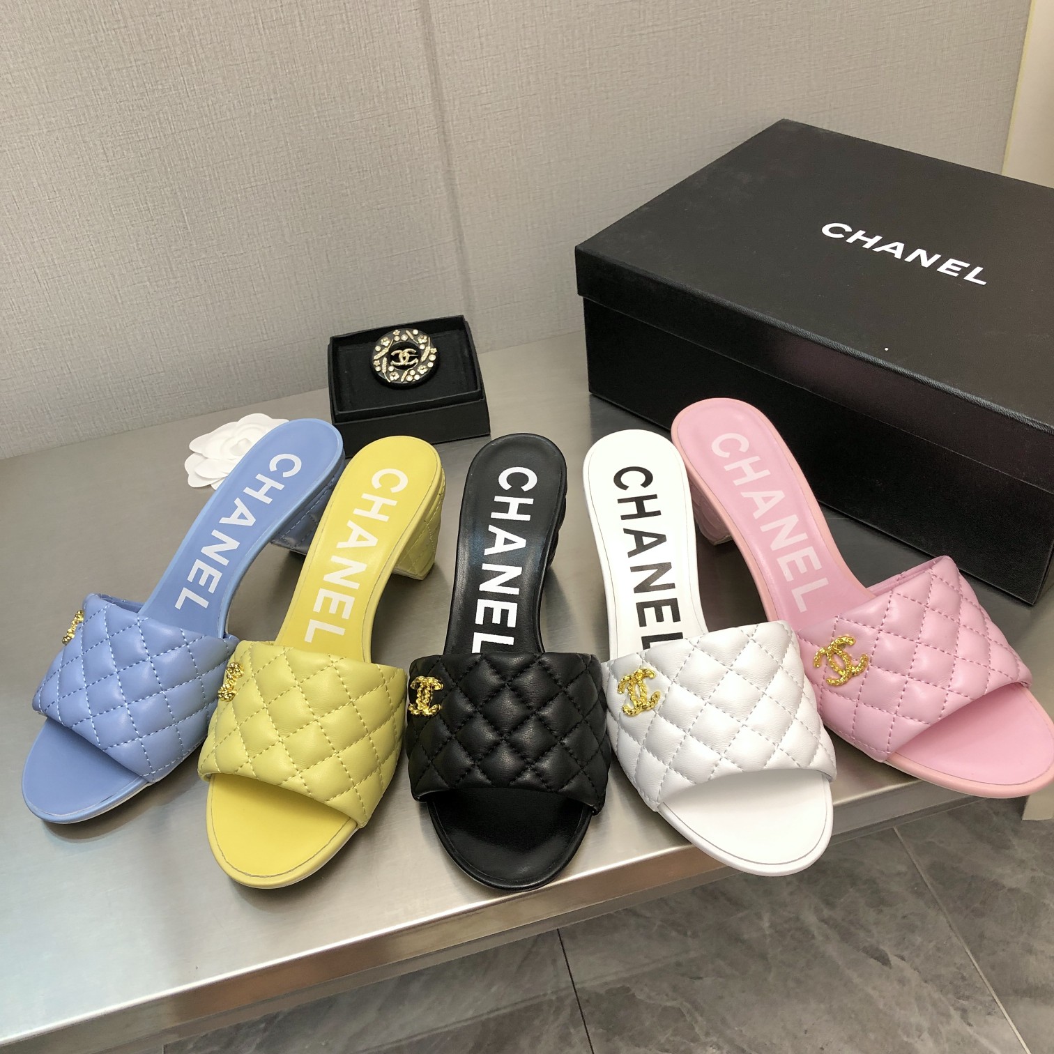 [TOP] CHANEL 6cm High Heel Slippers - 5 Color