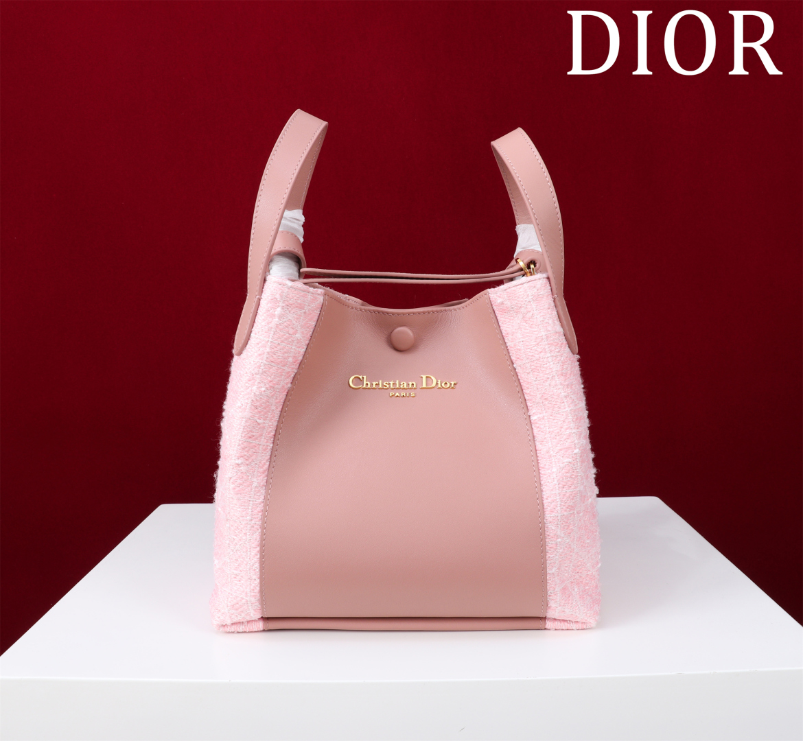 [TOP] Christian Dior CD Signature Tweed Hobo Bag 21*19*11cm/24*21*14cm - 4 Colors