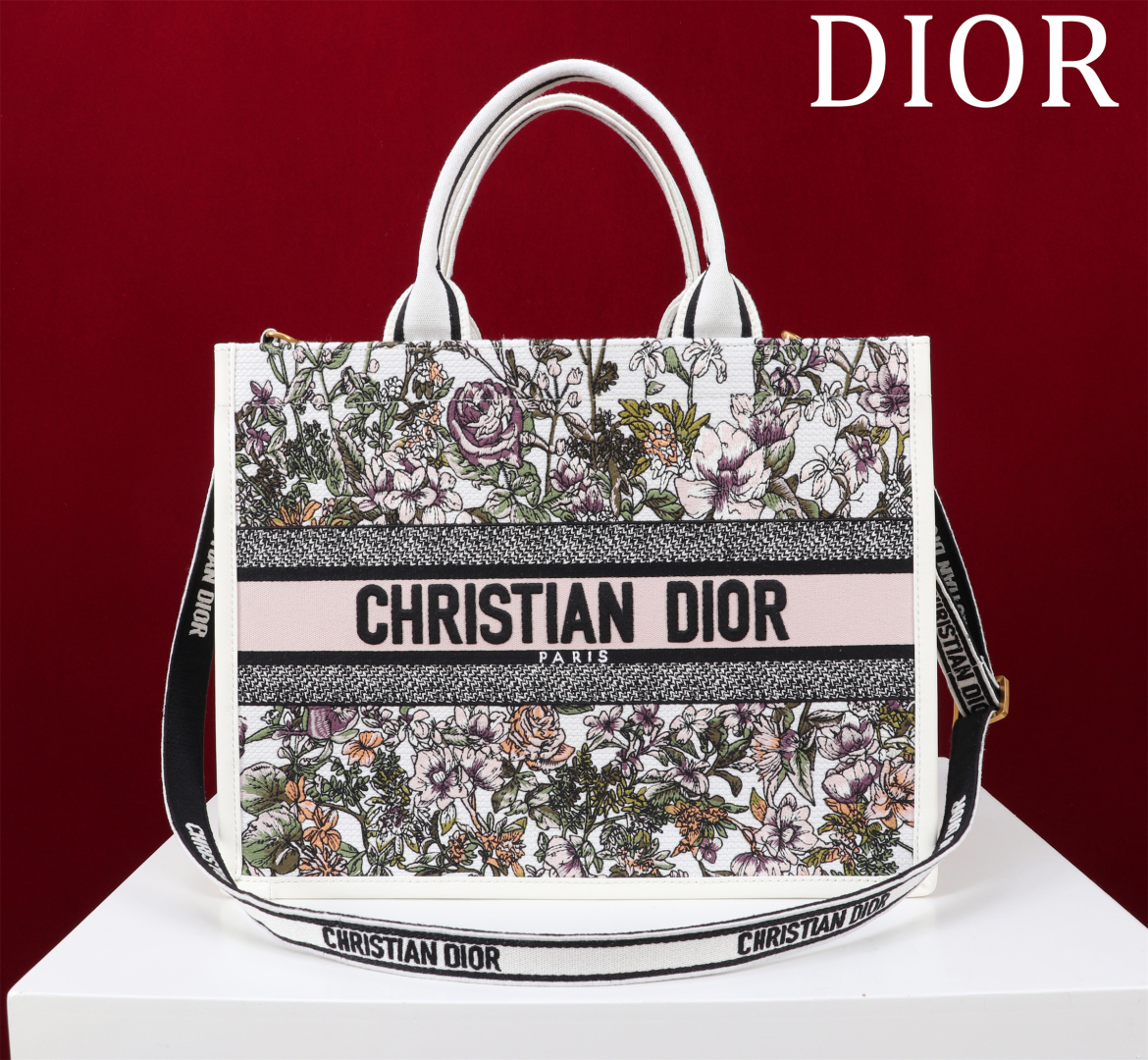 [TOP] Christian Dior  Book Tote Bag - 2 Sizes - White