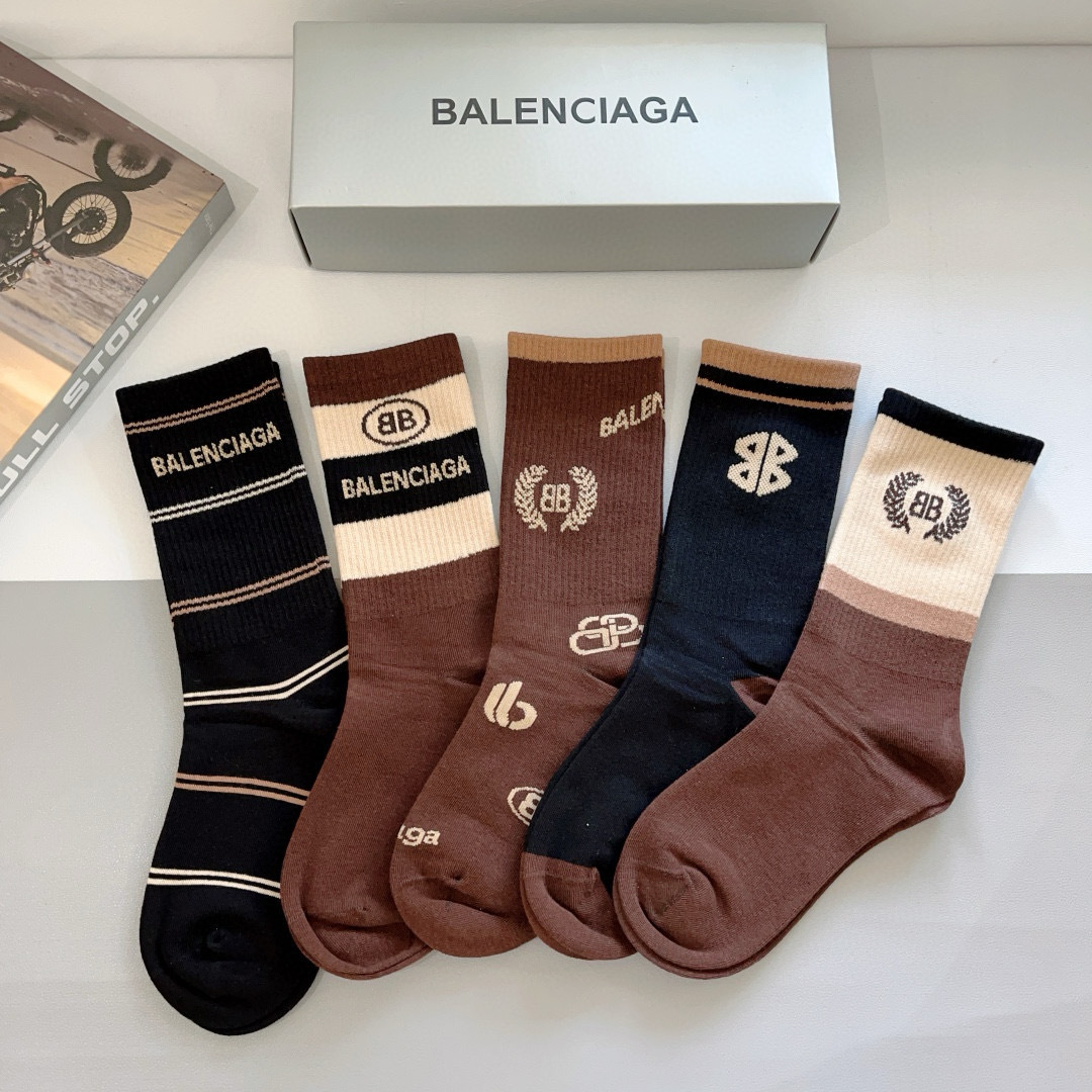 [TOP] BALENCIAGA Socks - 5 Pieces as a Set