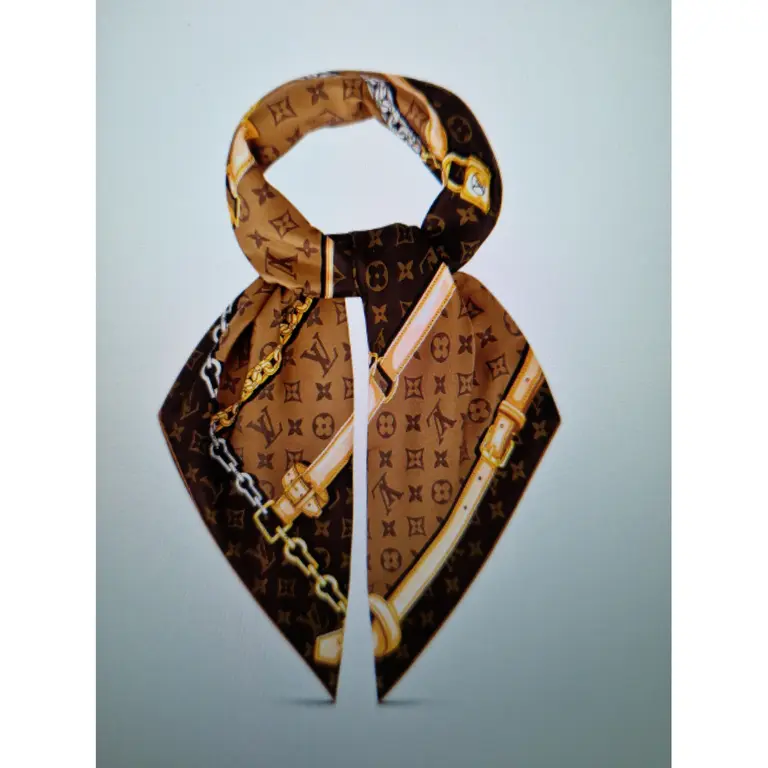 [TOP] Louis Vuitton LV Silk Scarf  - Brown