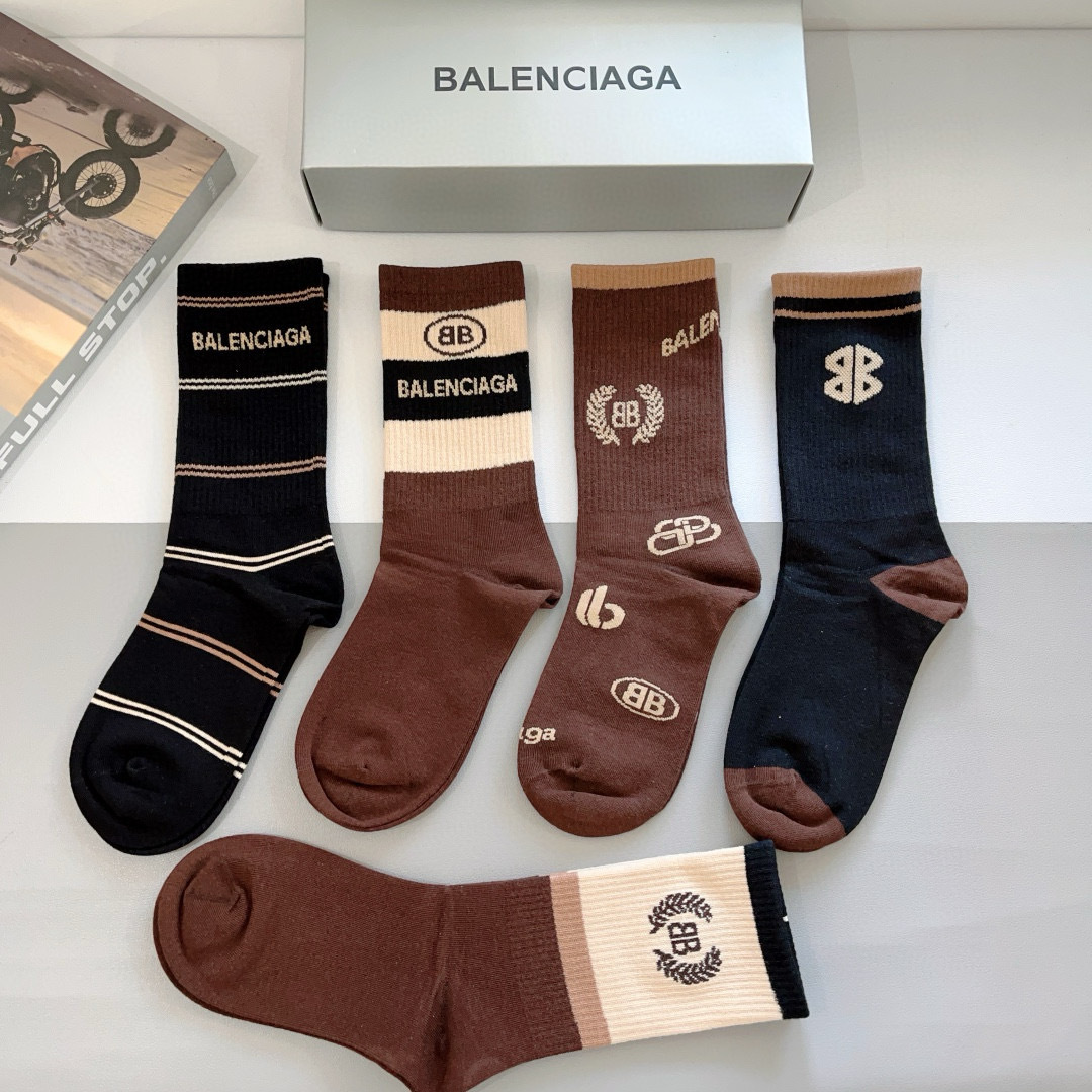 [TOP] BALENCIAGA Socks - 5 Pieces as a Set