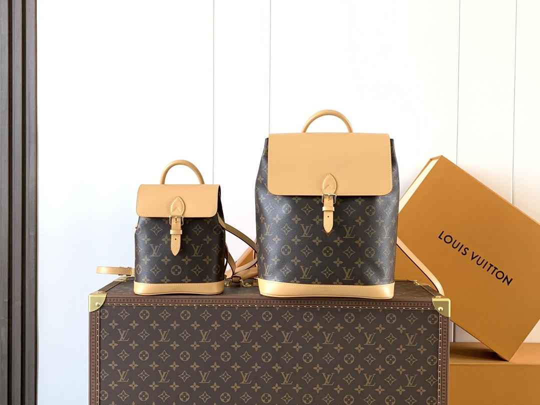 [TOP] Louis Vuitton LV Soho Backpack Monogram Canvas 17x23x8cm/24x32x9cm - Brown