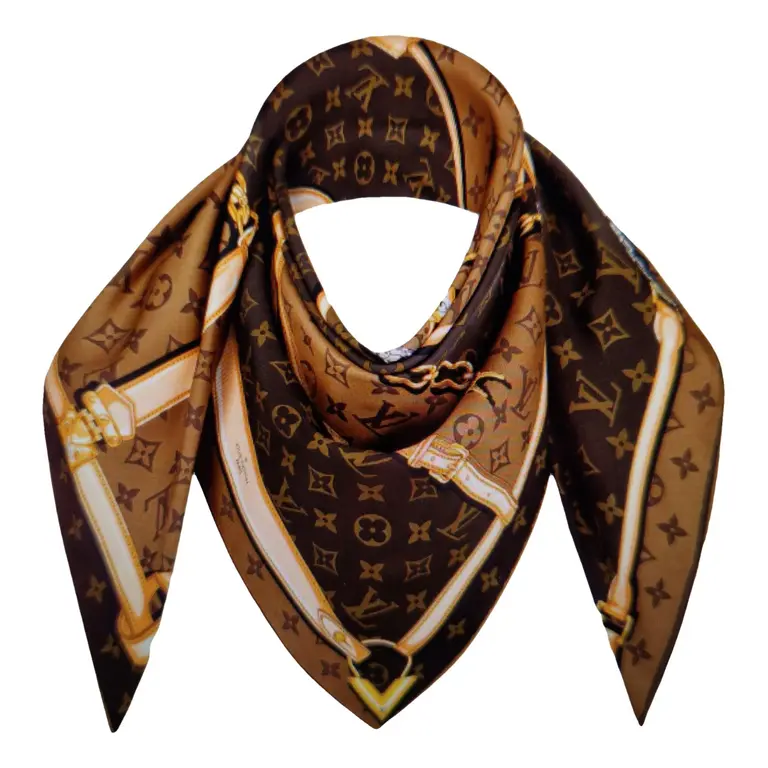 [TOP] Louis Vuitton LV Silk Scarf  - Brown