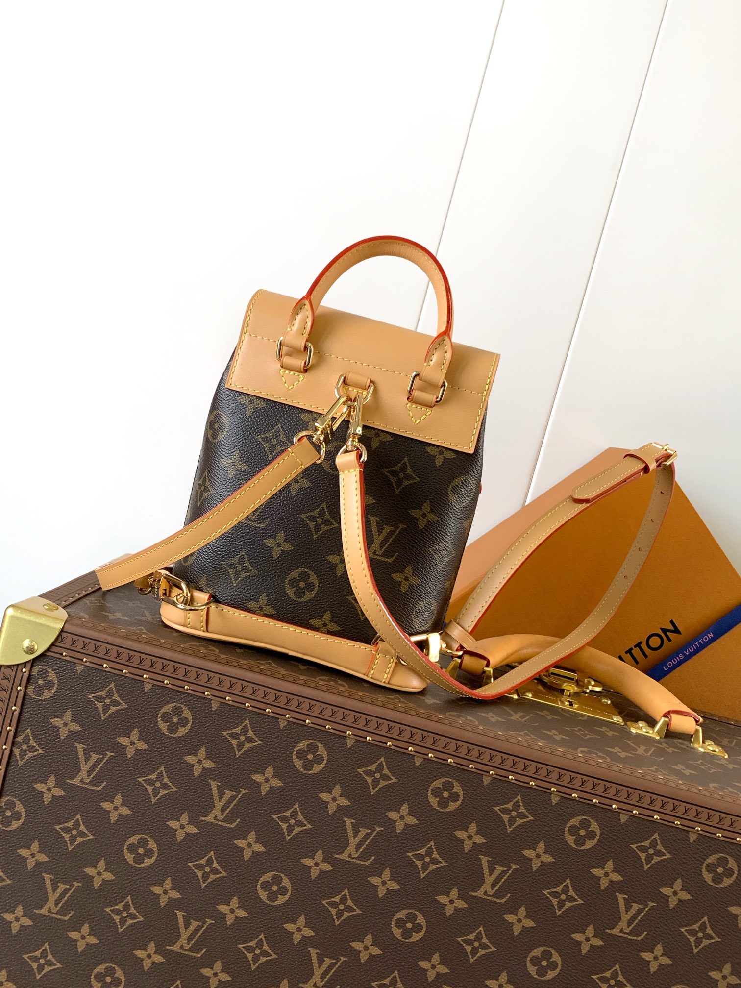 [TOP] Louis Vuitton LV Soho Backpack Monogram Canvas 17x23x8cm/24x32x9cm - Brown