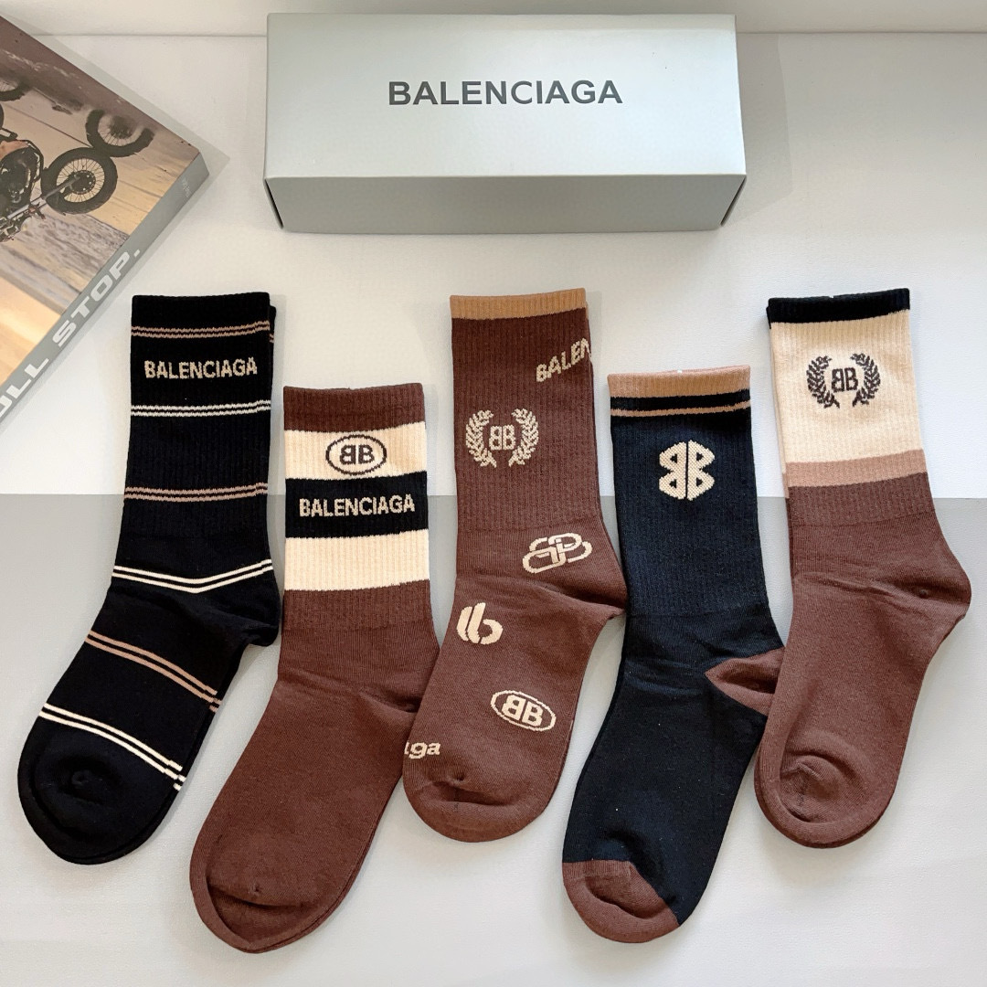 [TOP] BALENCIAGA Socks - 5 Pieces as a Set