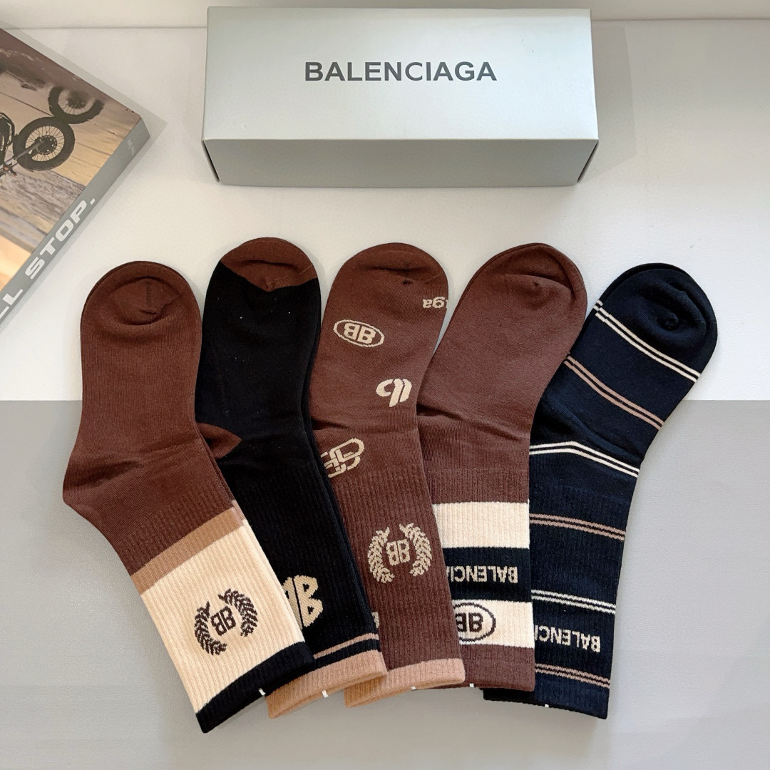 [TOP] BALENCIAGA Socks - 5 Pieces as a Set