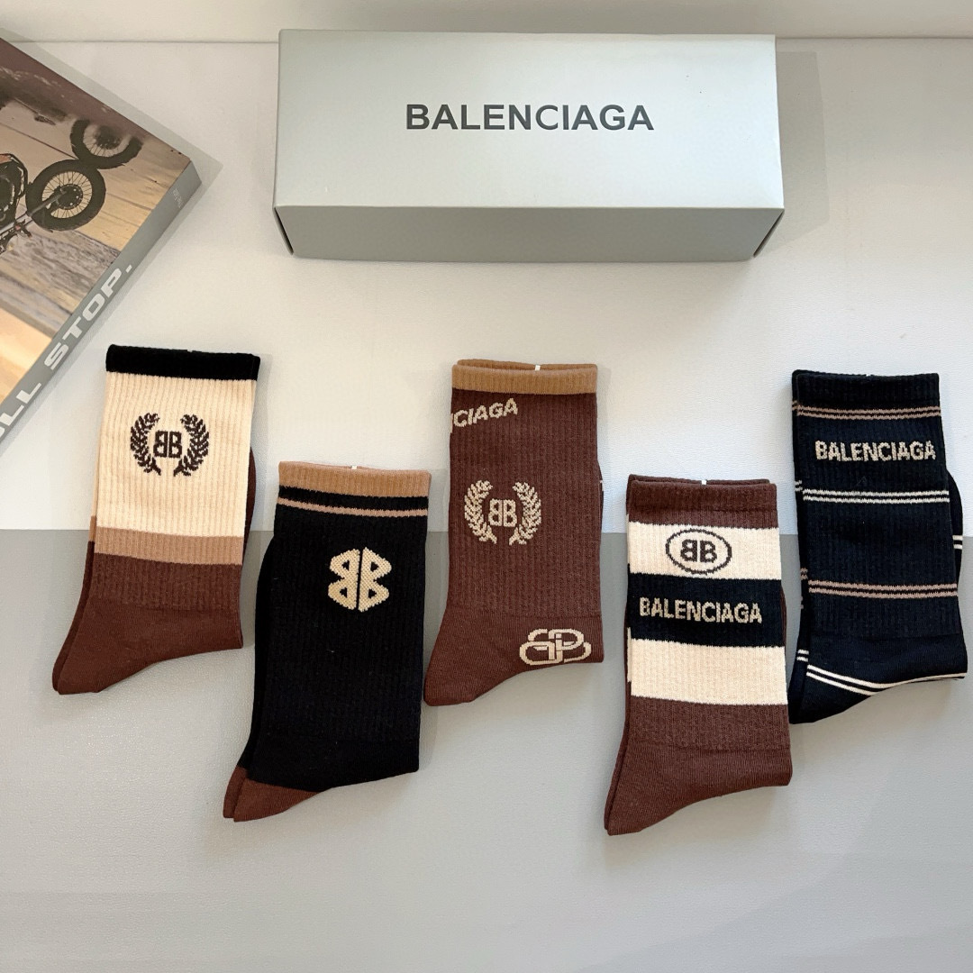 [TOP] BALENCIAGA Socks - 5 Pieces as a Set