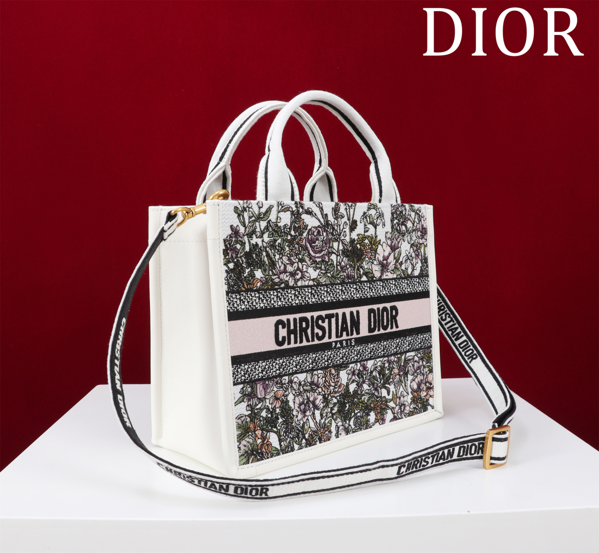 [TOP] Christian Dior  Book Tote Bag - 2 Sizes - White
