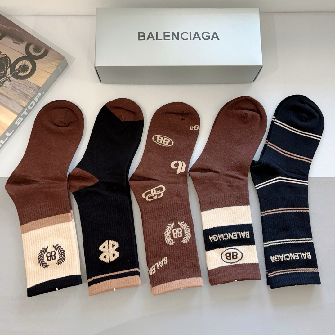 [TOP] BALENCIAGA Socks - 5 Pieces as a Set