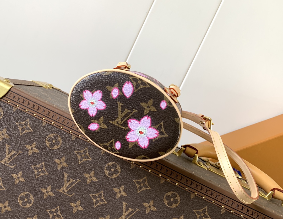 [TOP] Louis Vuitton LV Nano Bucket Bag with Cherry Blossom Pattern 13 x 17 x 9cm - Brown
